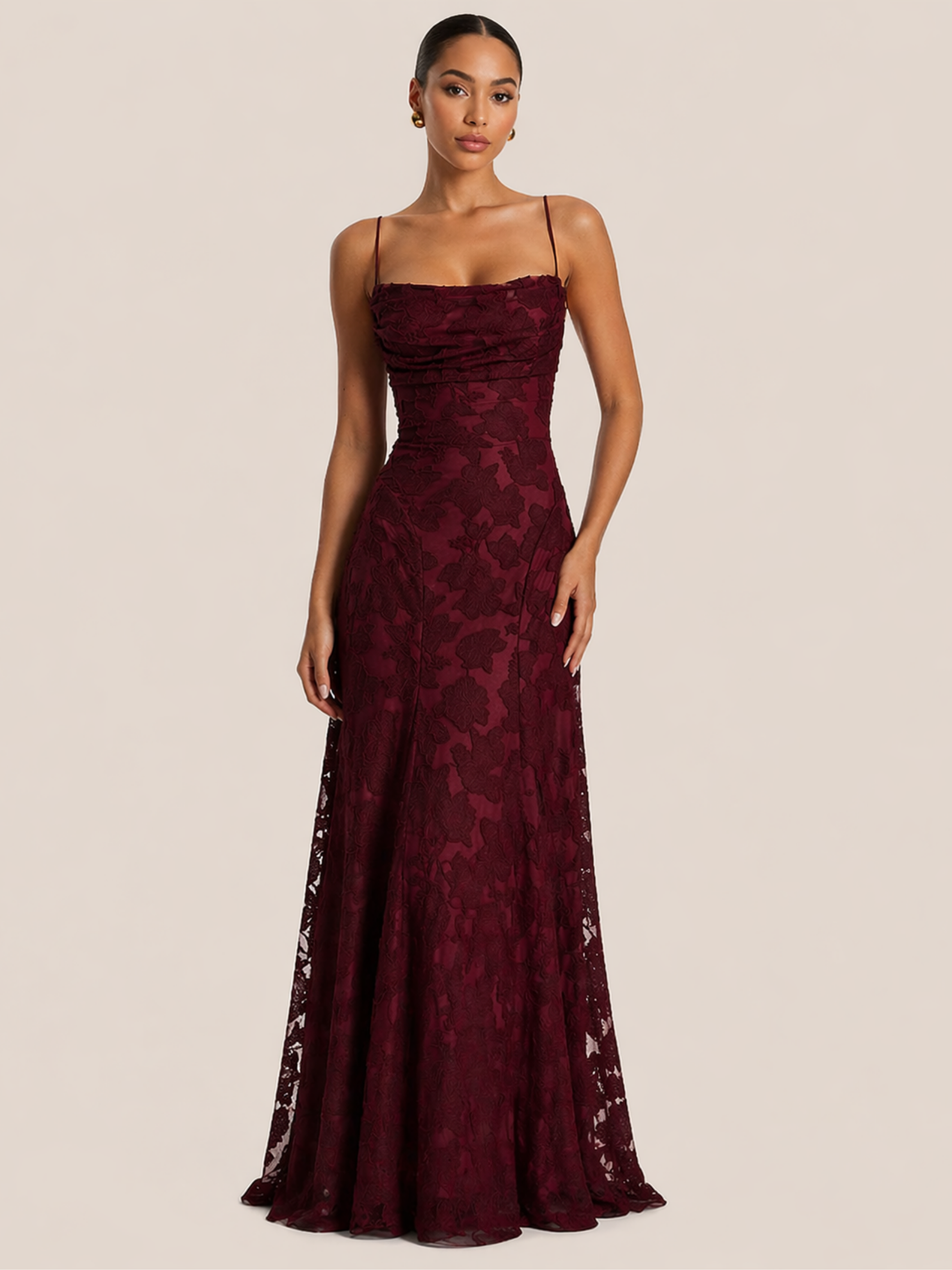 Moreno Rouge Lace Gown