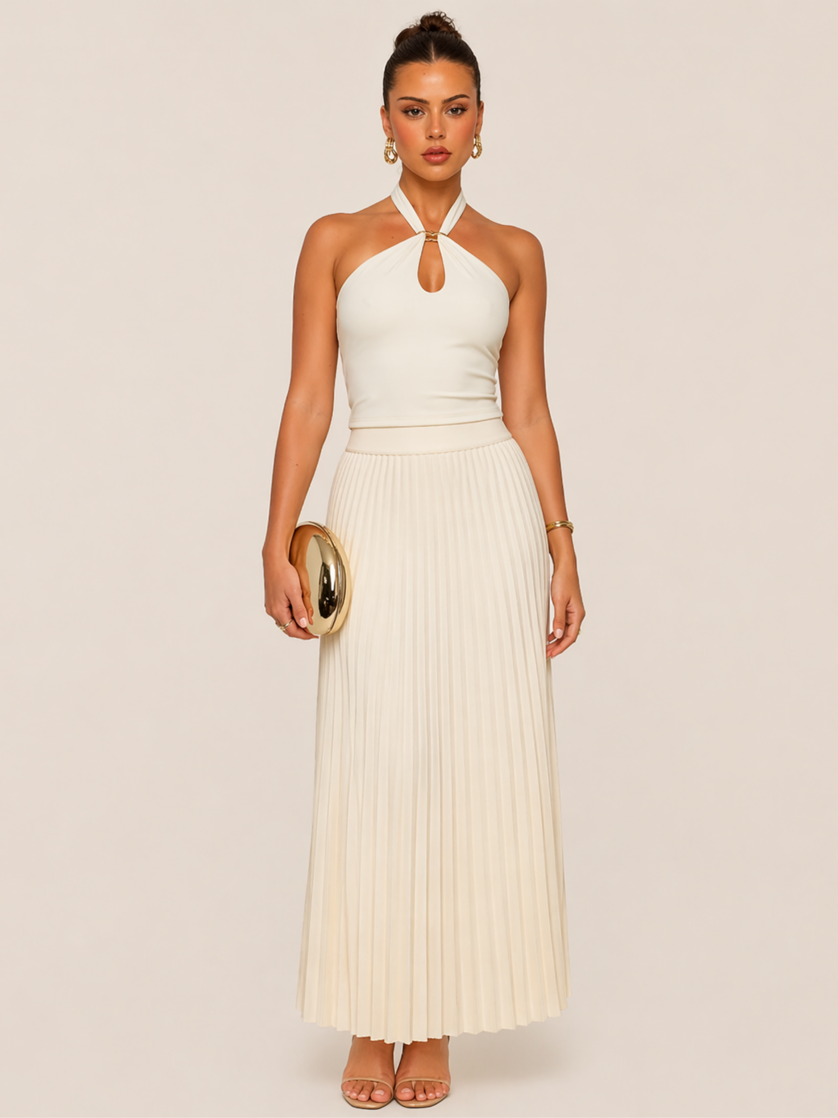 Moreno Ivory Ring Halter Top