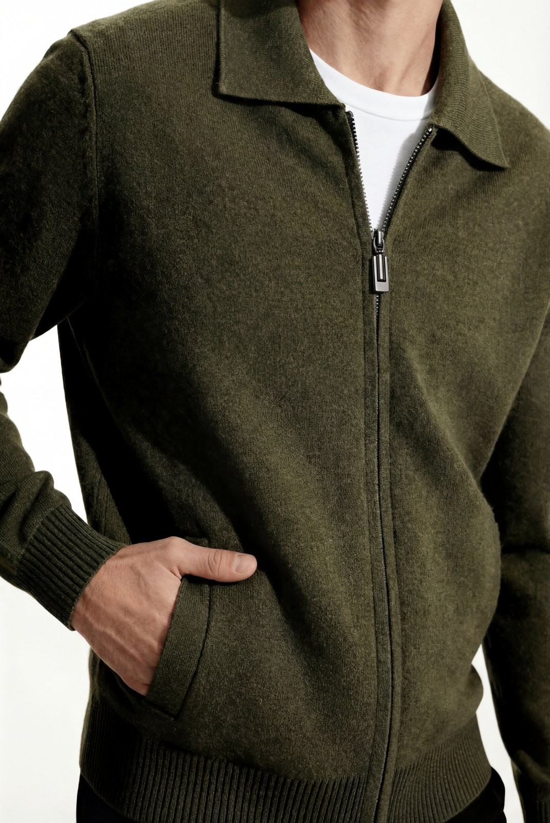 Olive Green Polo Cardigan