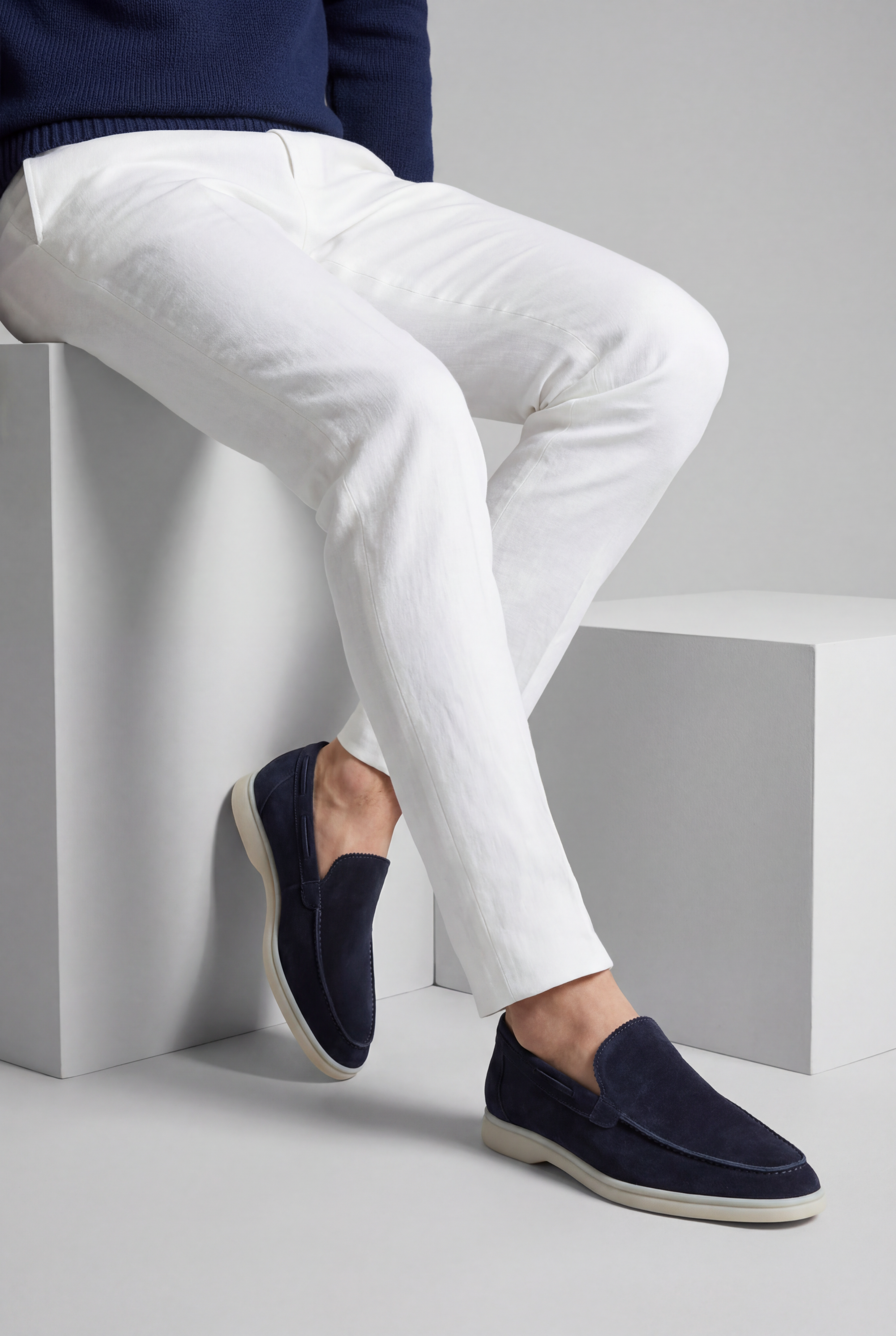Moreno Classic Suede Loafer Navy