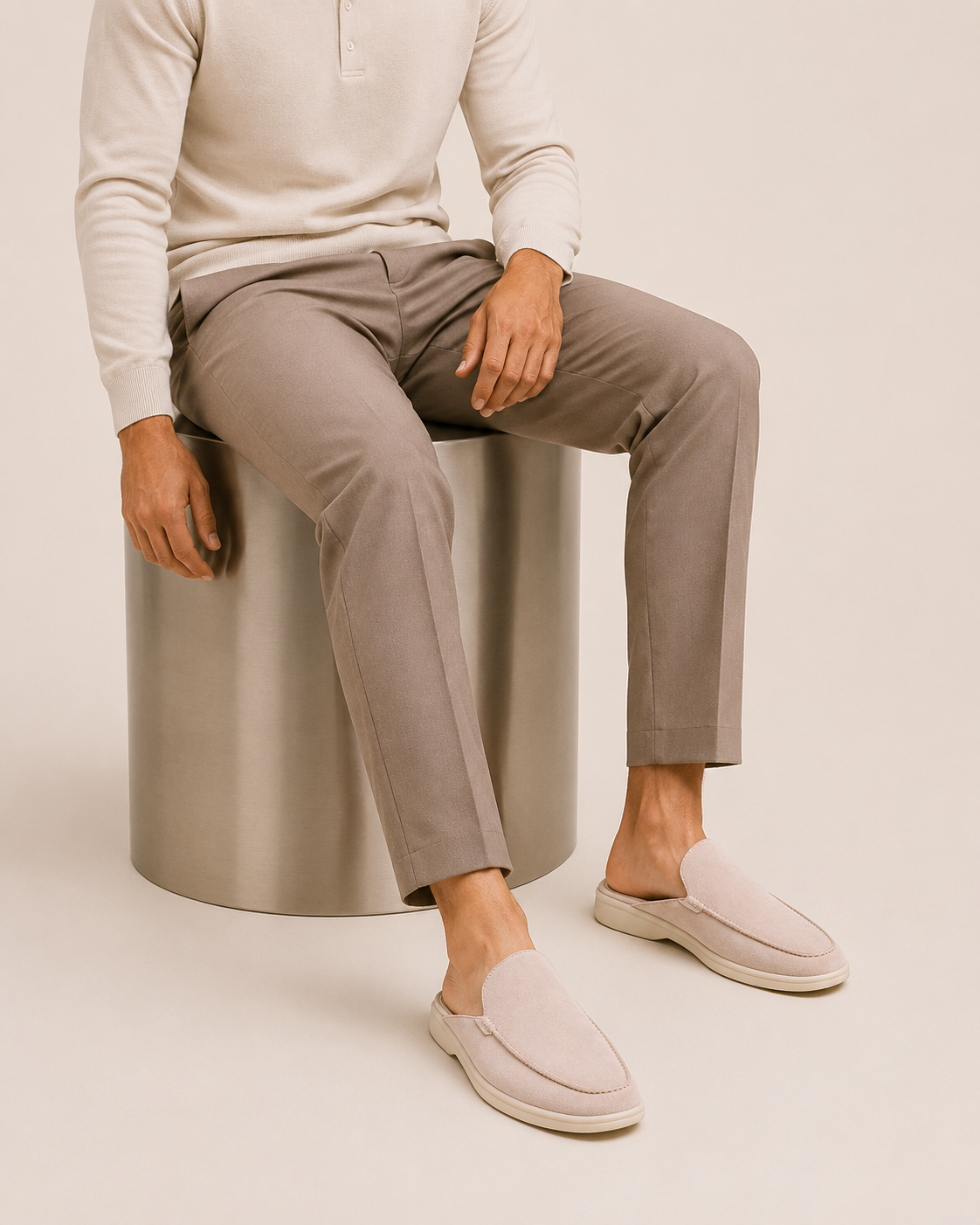 Classic Suede Mule Creamy White