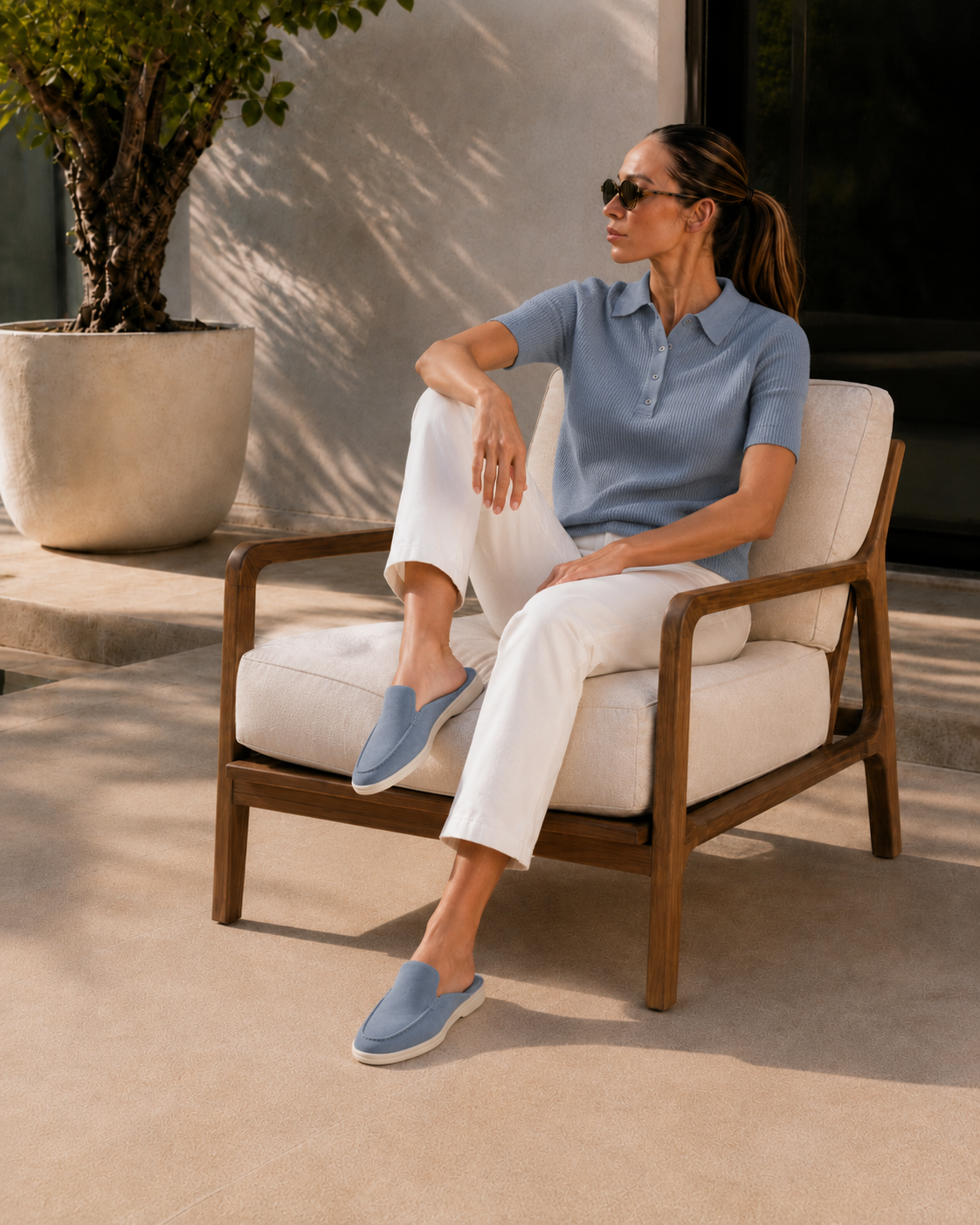 Lady Light Blue Yacht Slipper