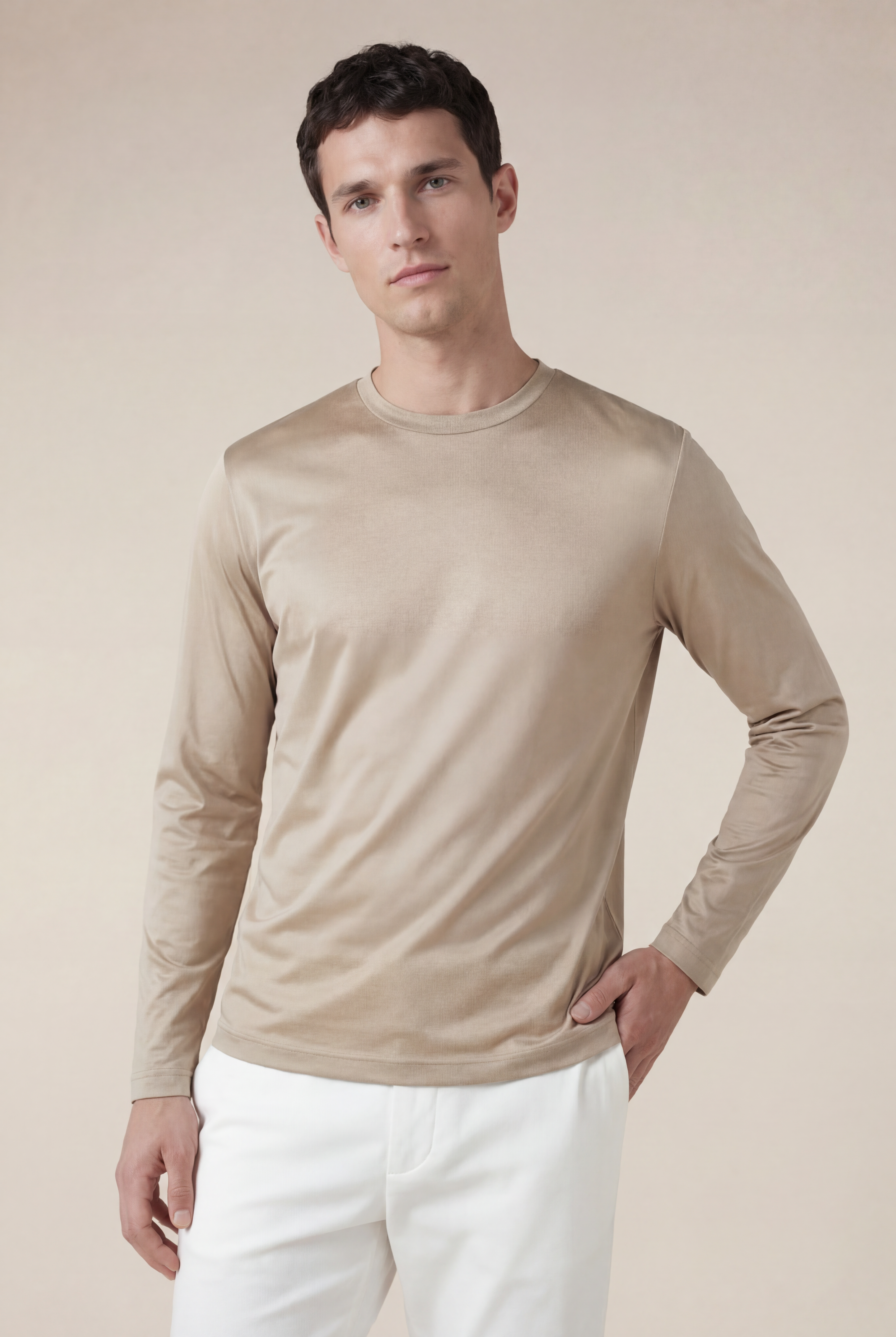 Moreno Long Sleeve Tee Beige