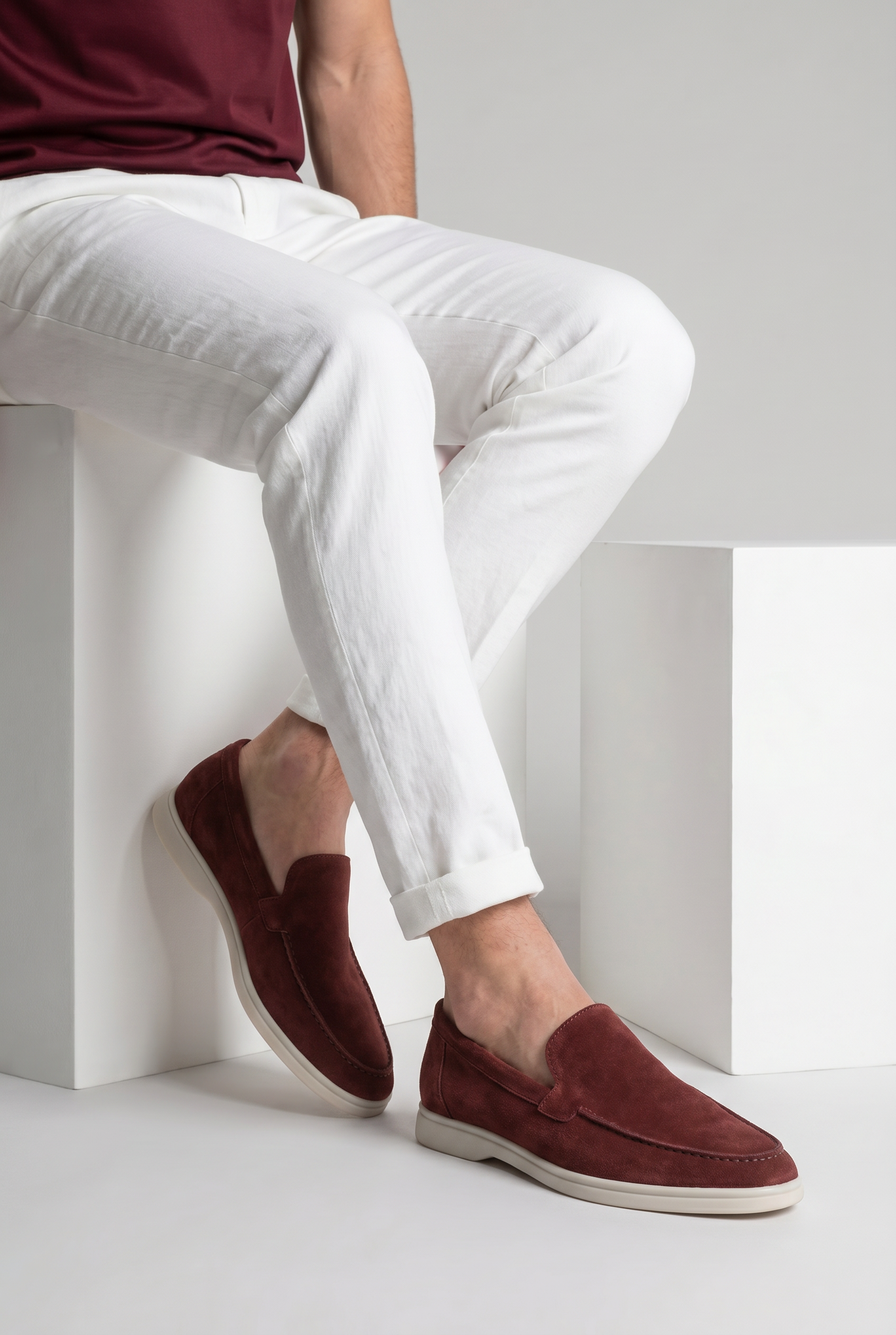 Moreno Classic Suède Loafer Burgundy