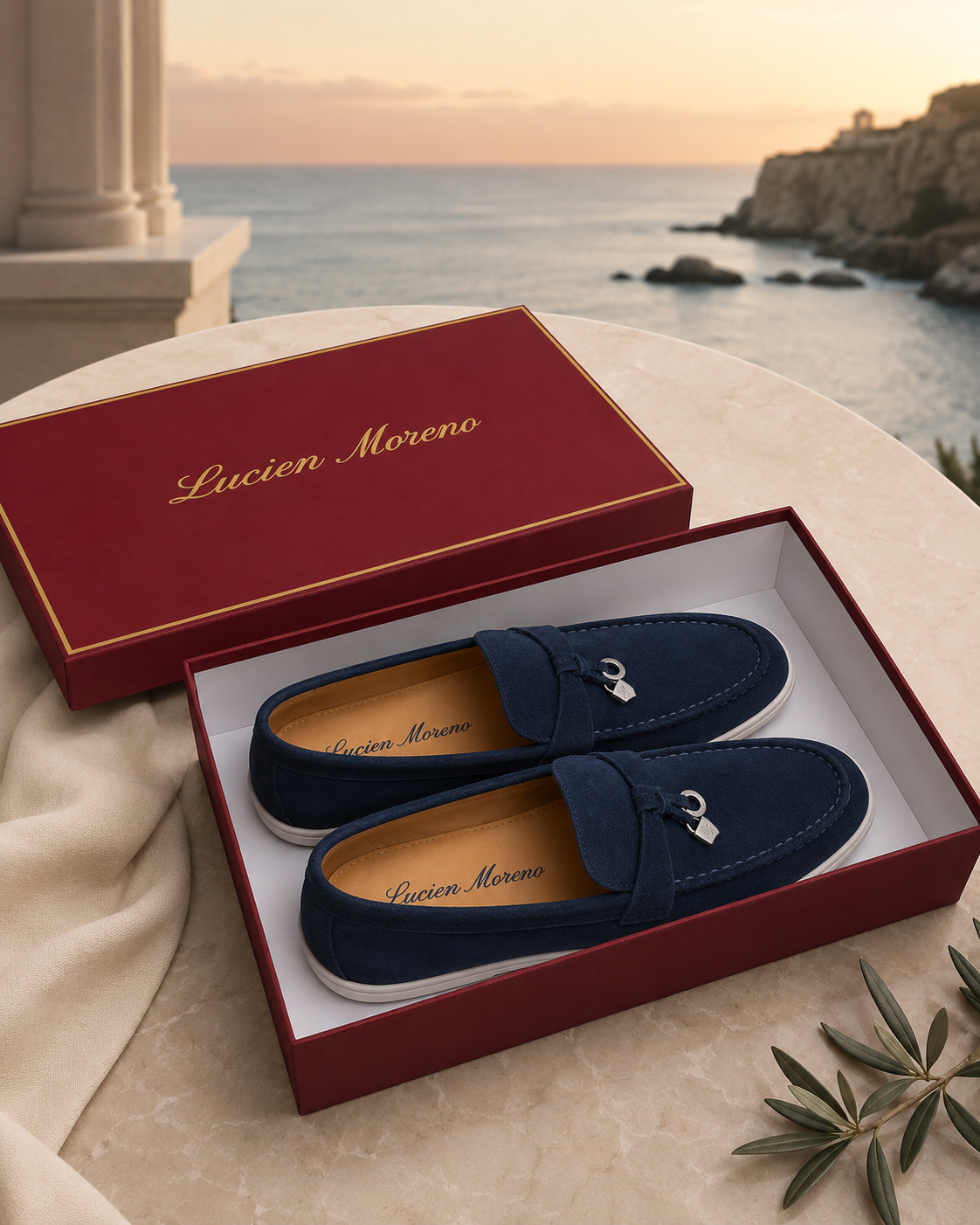 Lady Navy Blue Buckle Loafer
