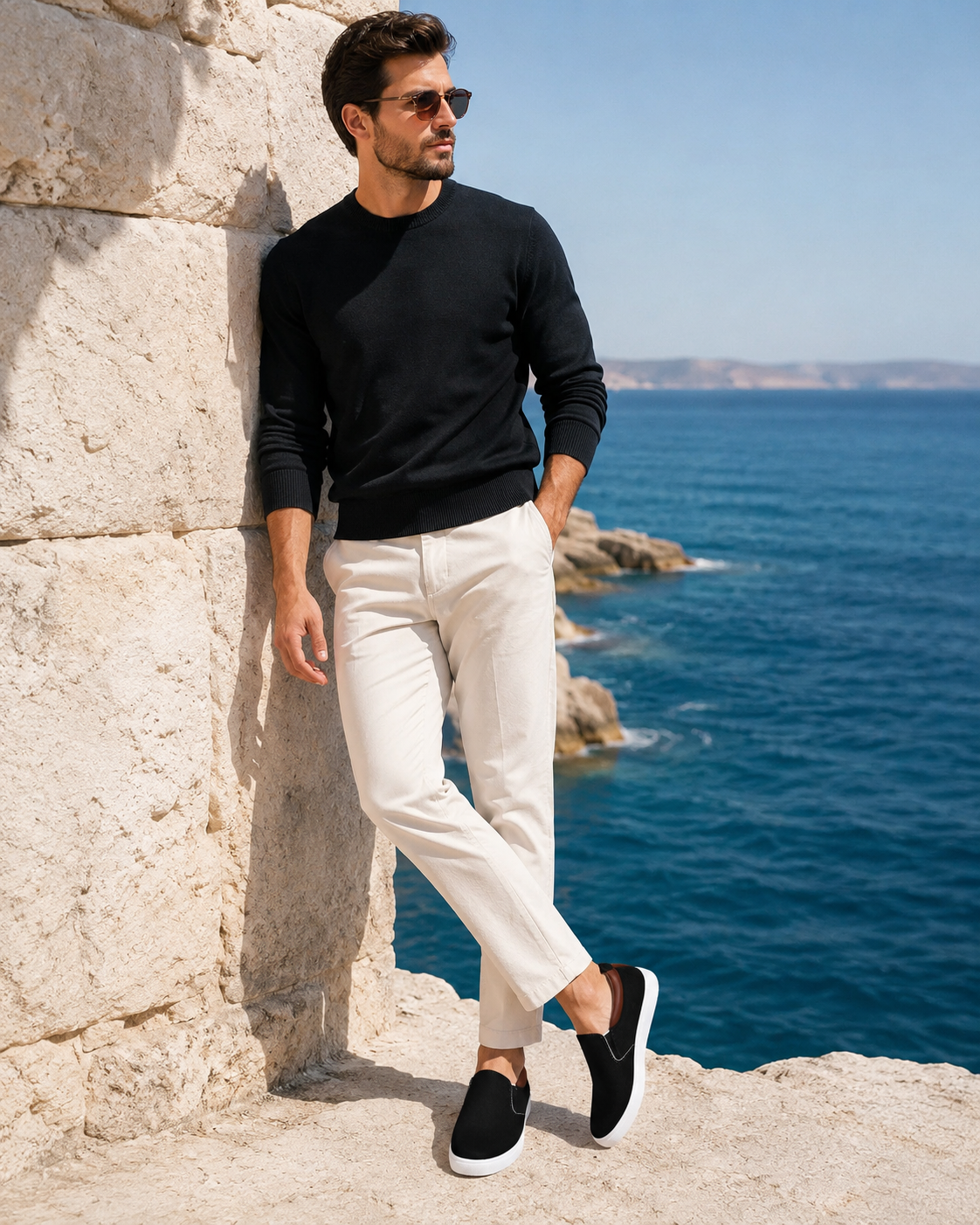 Men's Black Canvas Slip-On Shoes – Midnight Black
