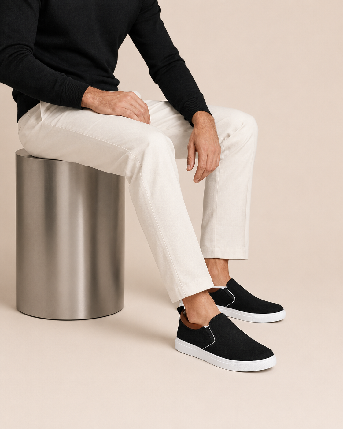 Men's Black Canvas Slip-On Shoes – Midnight Black