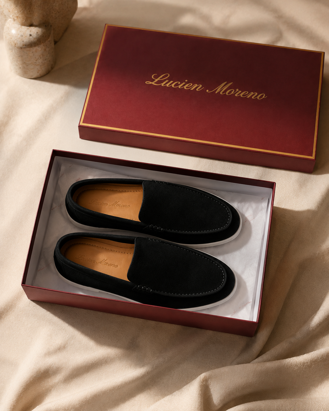 Black Cowhide Slip-On Loafers