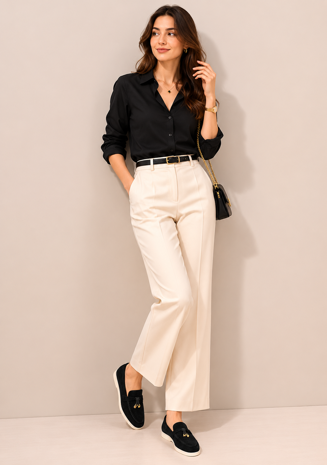 Lady Black Buckle Loafer