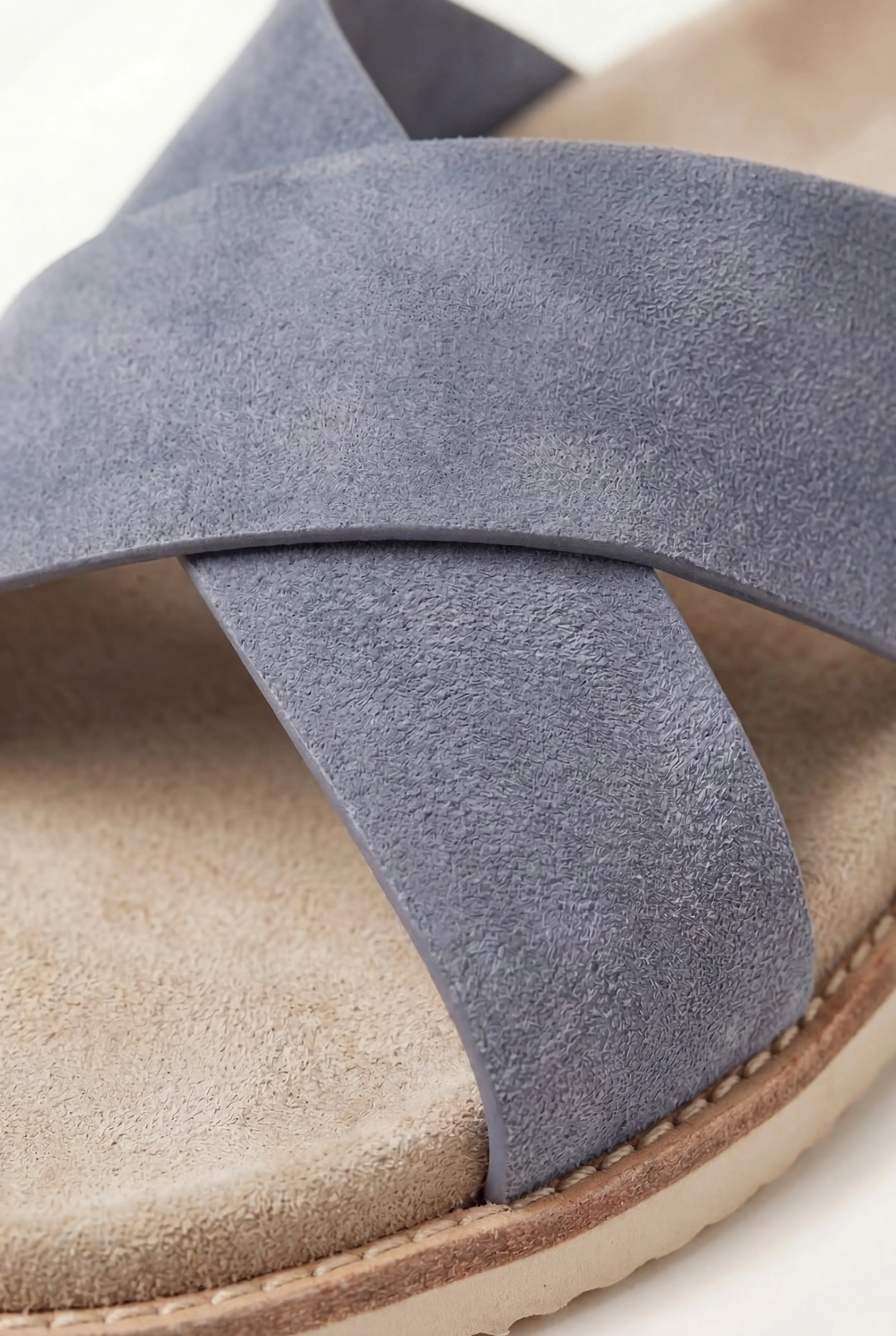 Brescaro Suède Cross-Strap Slide Lavender Blue