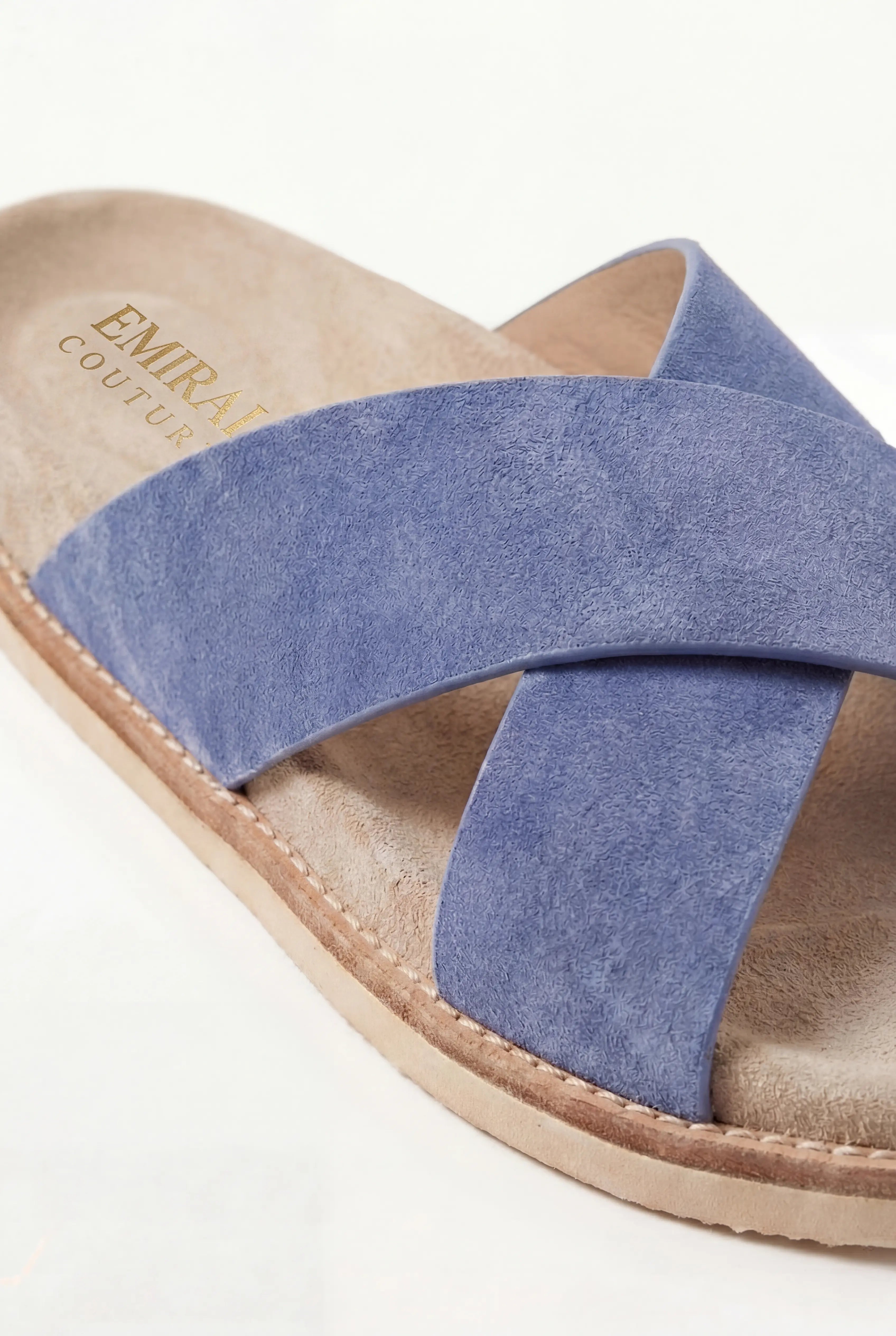 Brescaro Suède Cross-Strap Slide Blue