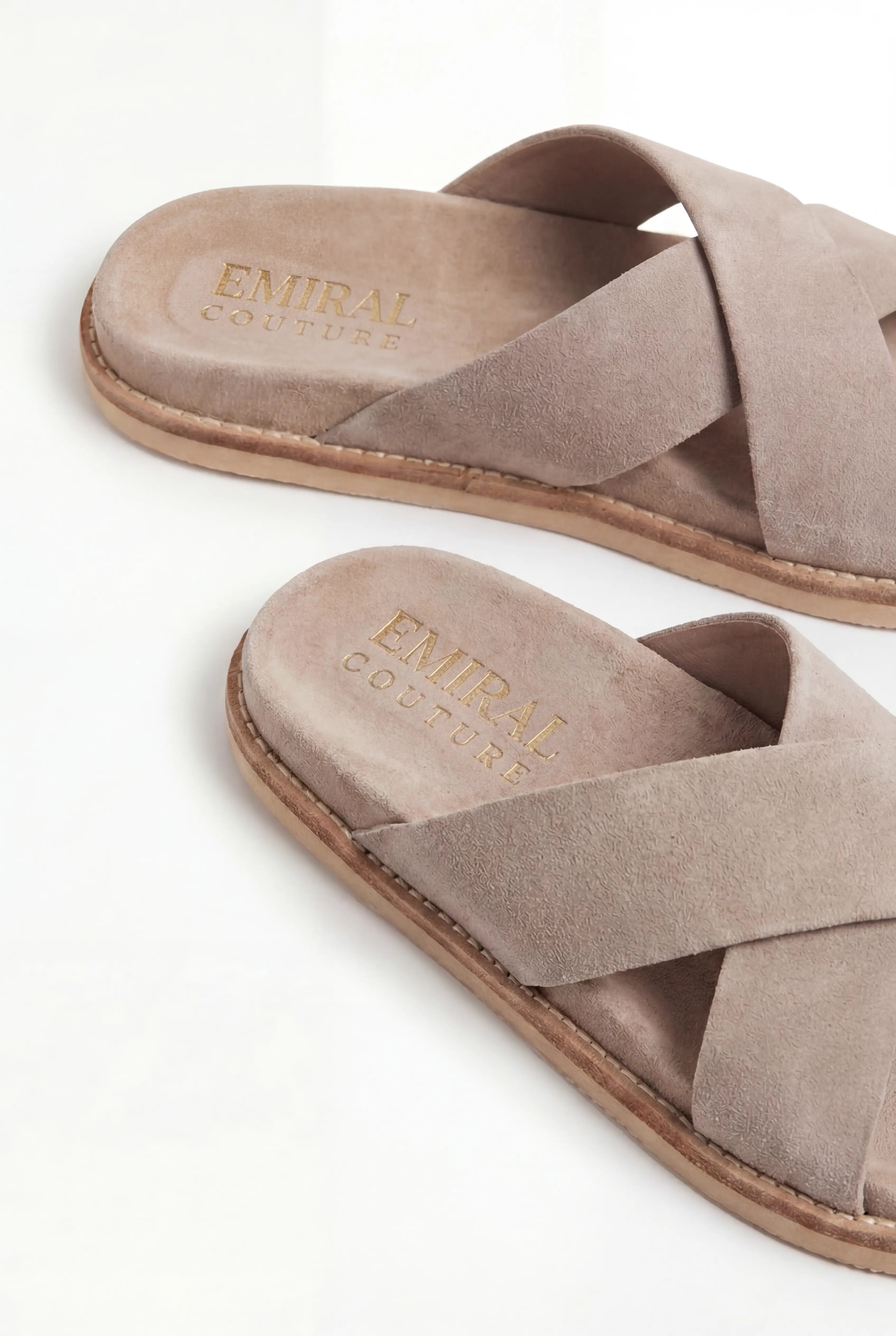 Brescaro Suède Cross-Strap Slide Beige