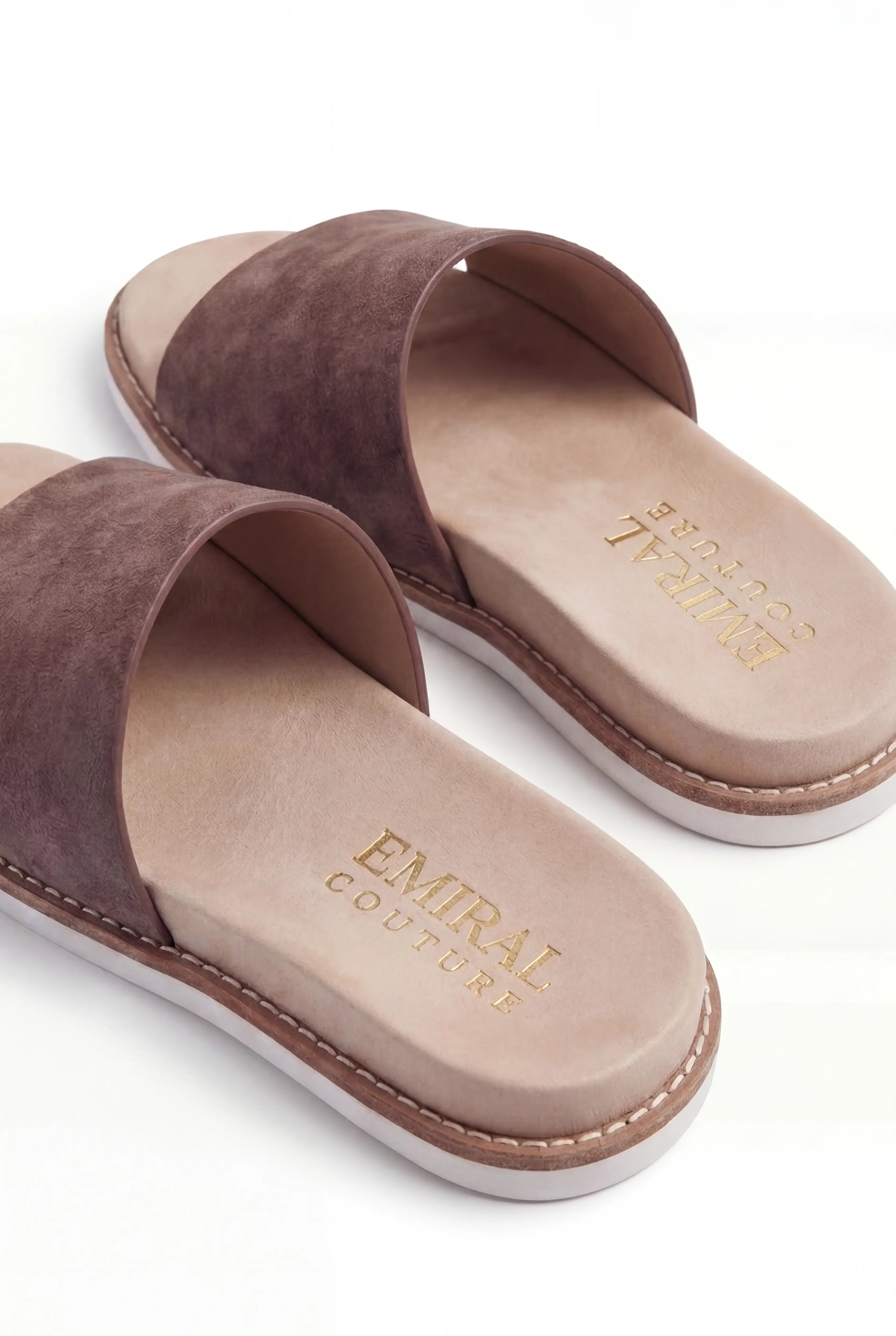Nervaro Leather Slide Grey Brown