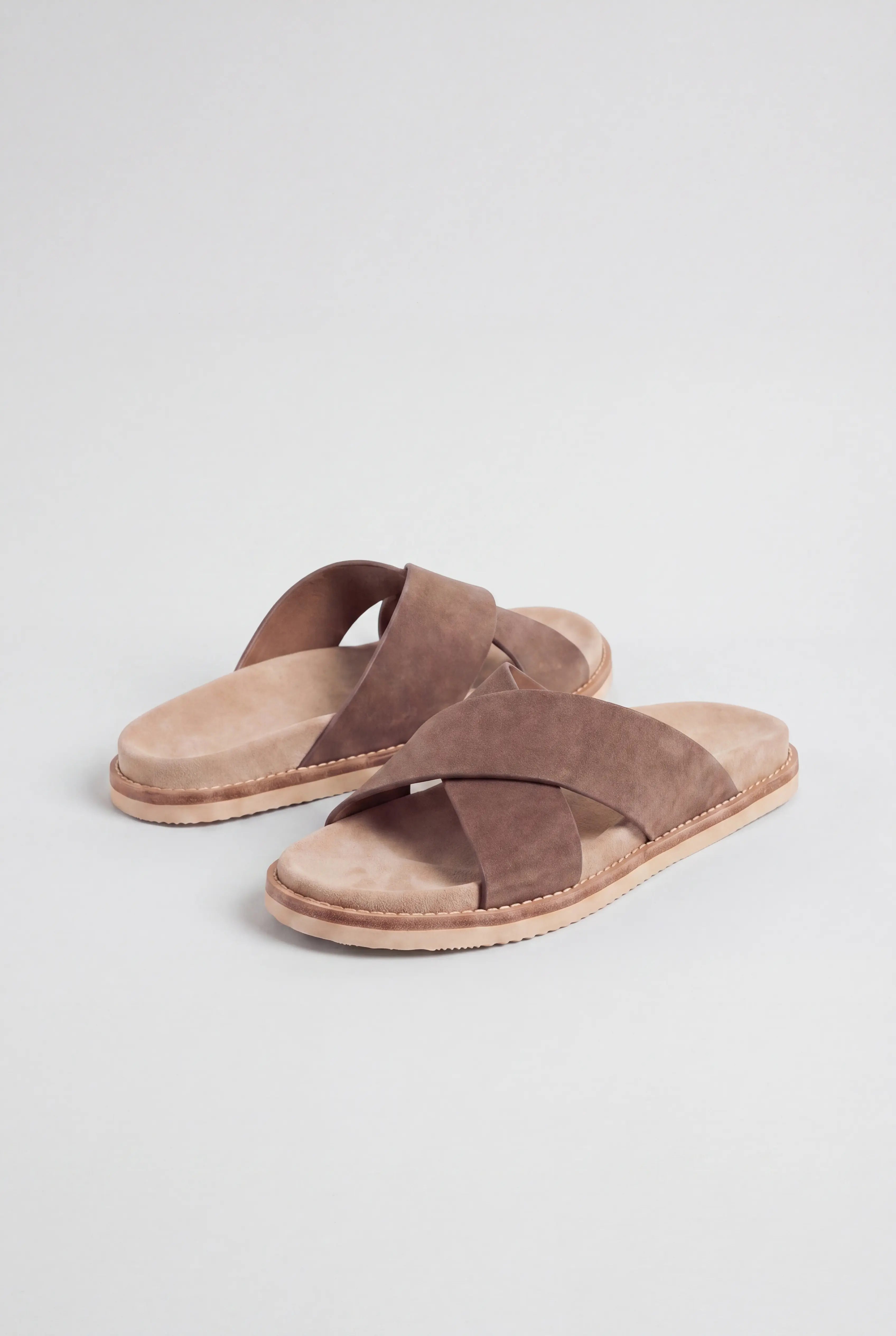 Brescaro Suède Cross-Strap Slide Mocha