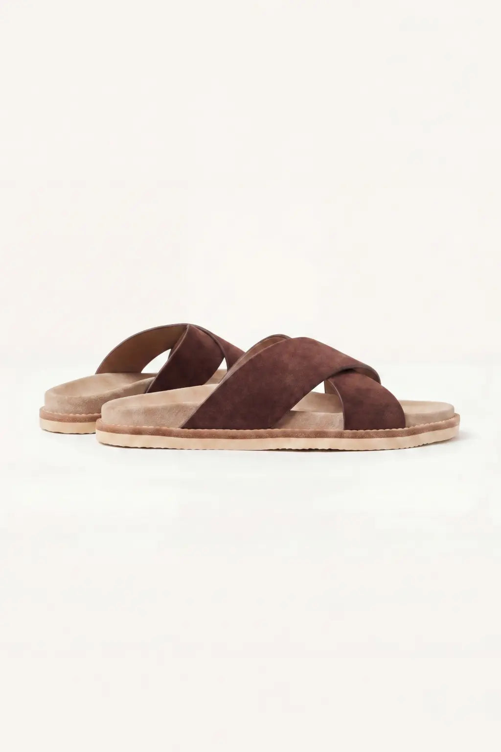 Brescaro Suède Cross-Strap Slide Chestnut