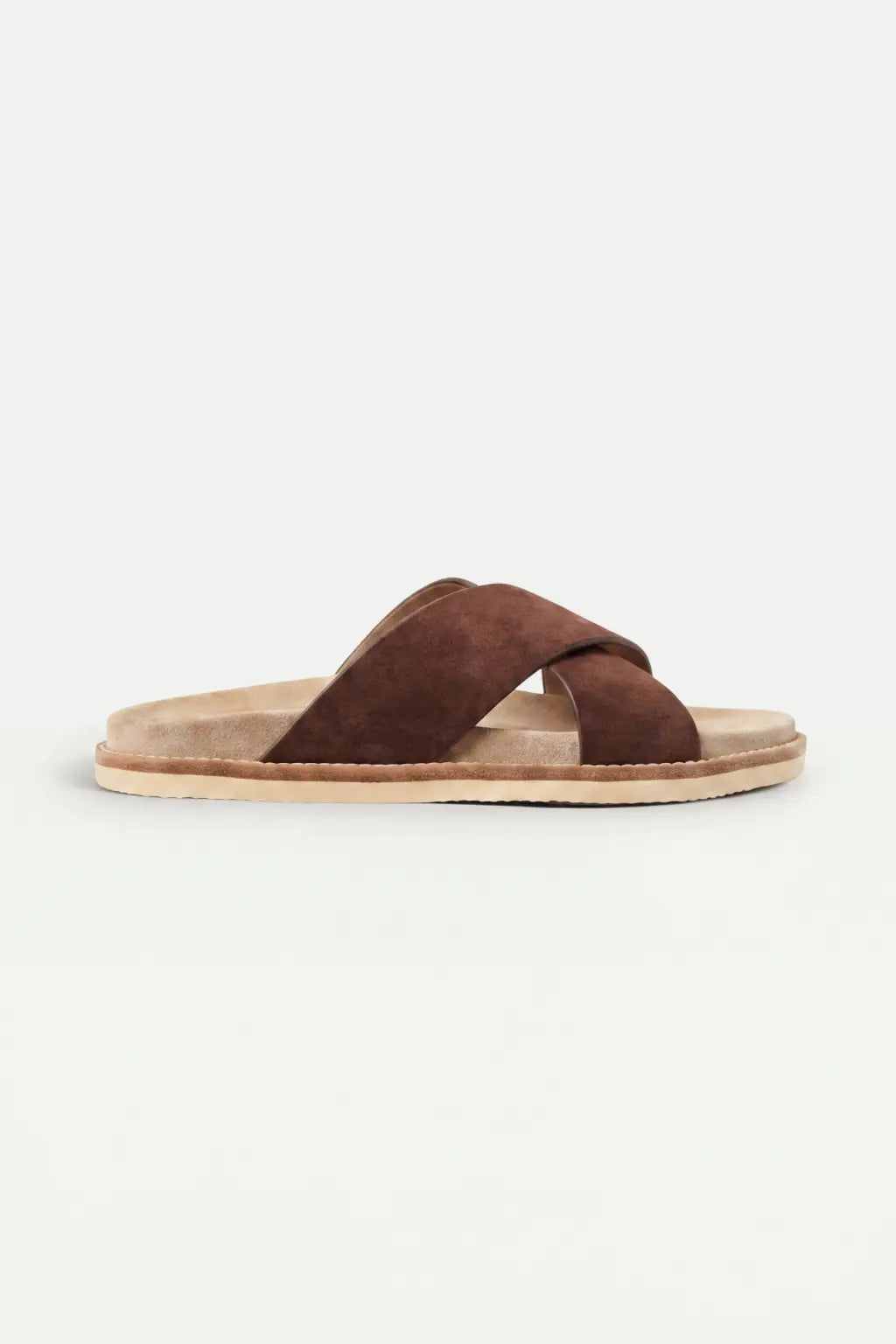 Brescaro Suède Cross-Strap Slide Chestnut