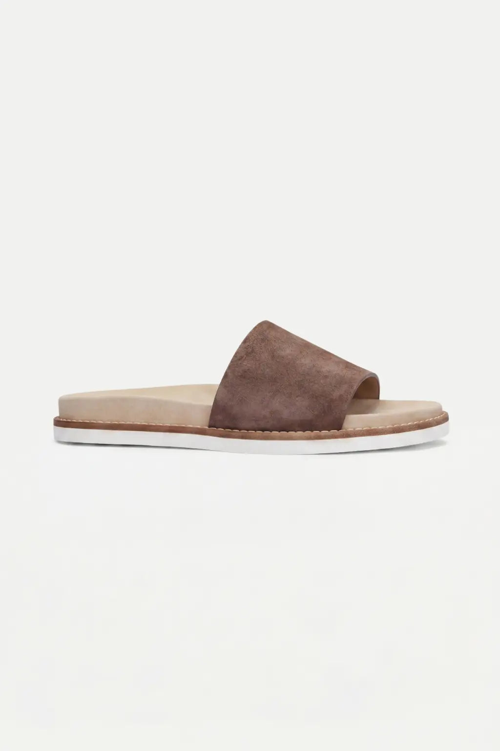 Nervaro Leather Slide Taupe Brown