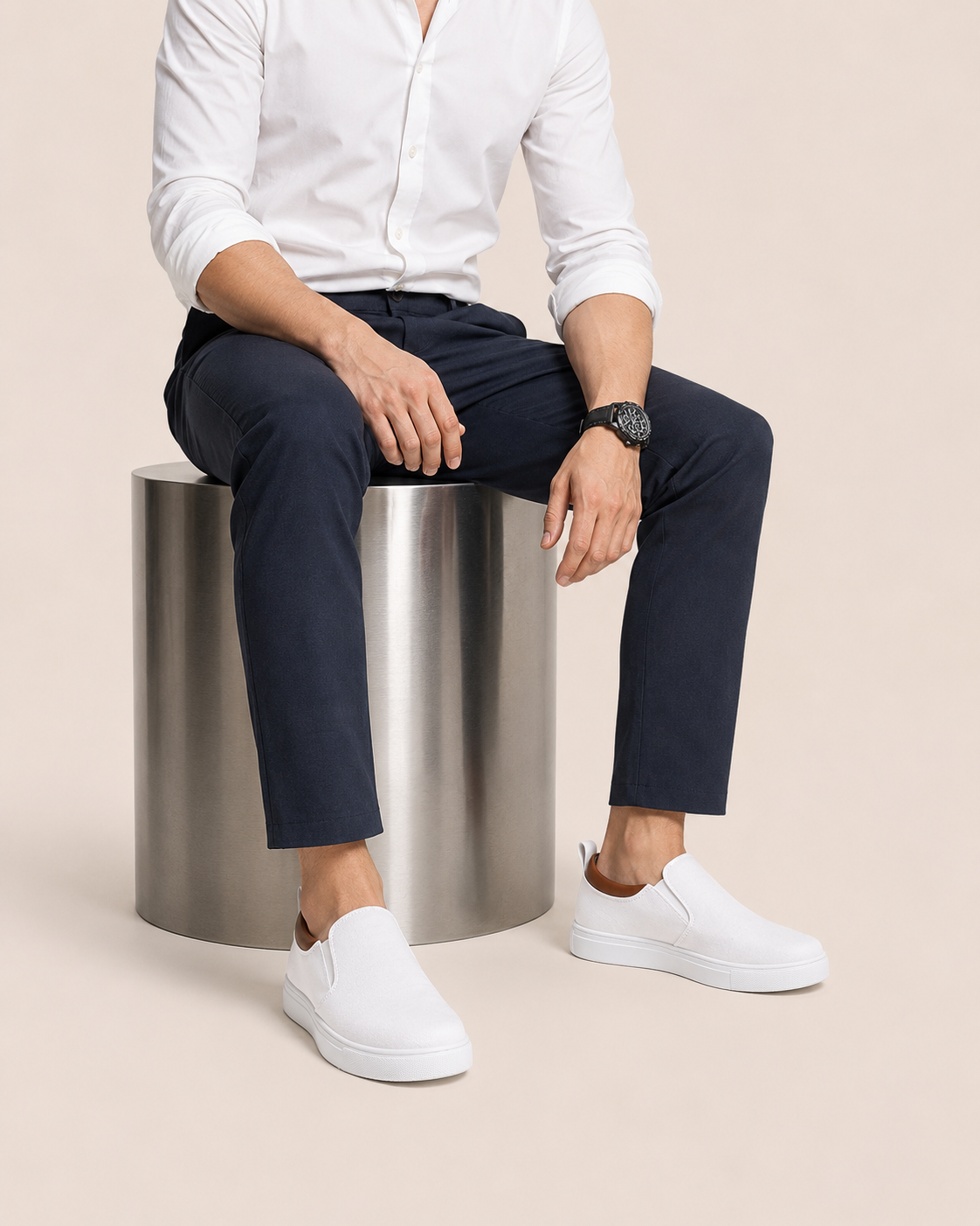 MEN'S WHITE CANVAS SLIP-ON SHOES – ARCTIC WHITE