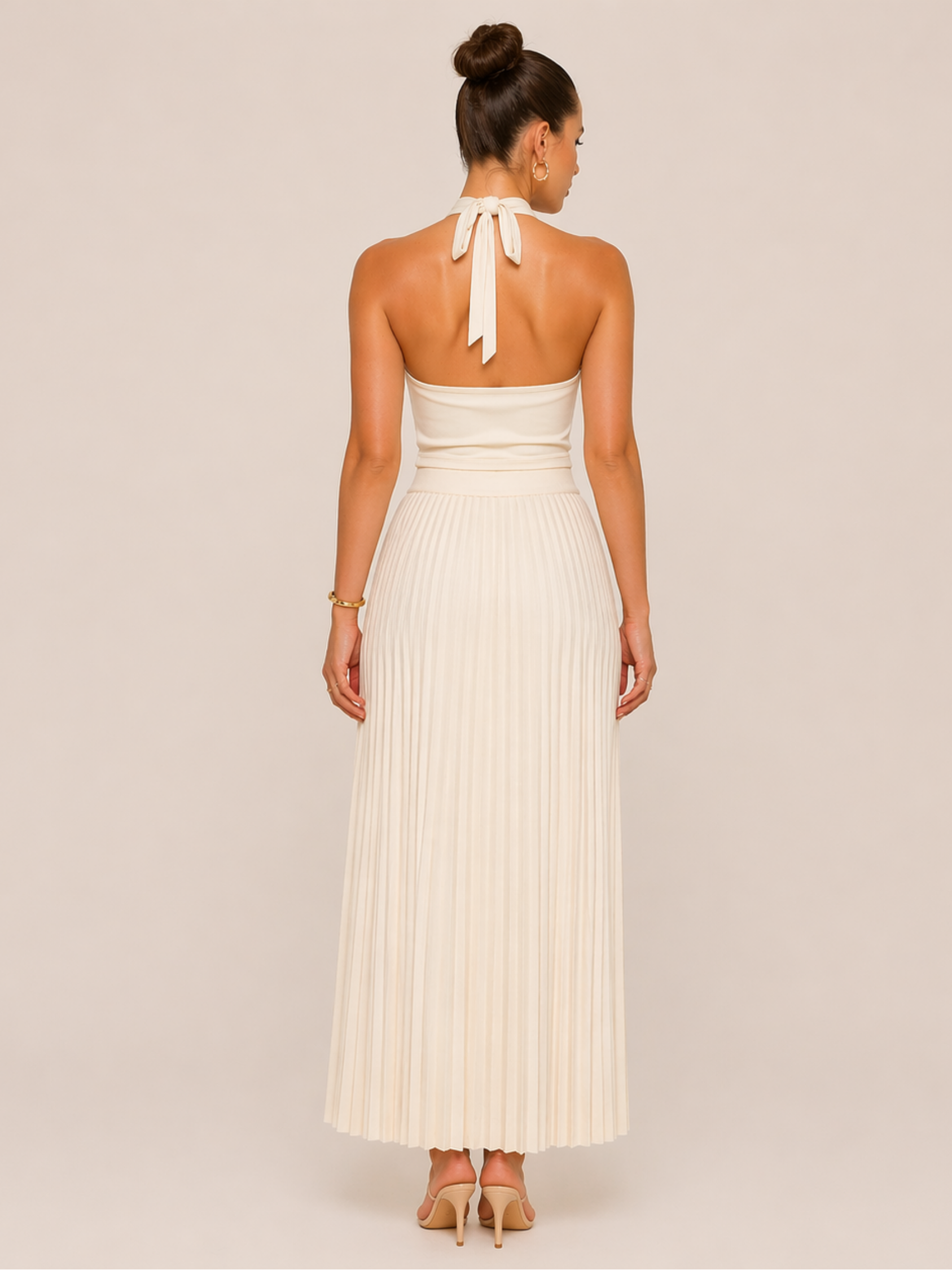 Moreno Ivory Pleated Maxi Skirt
