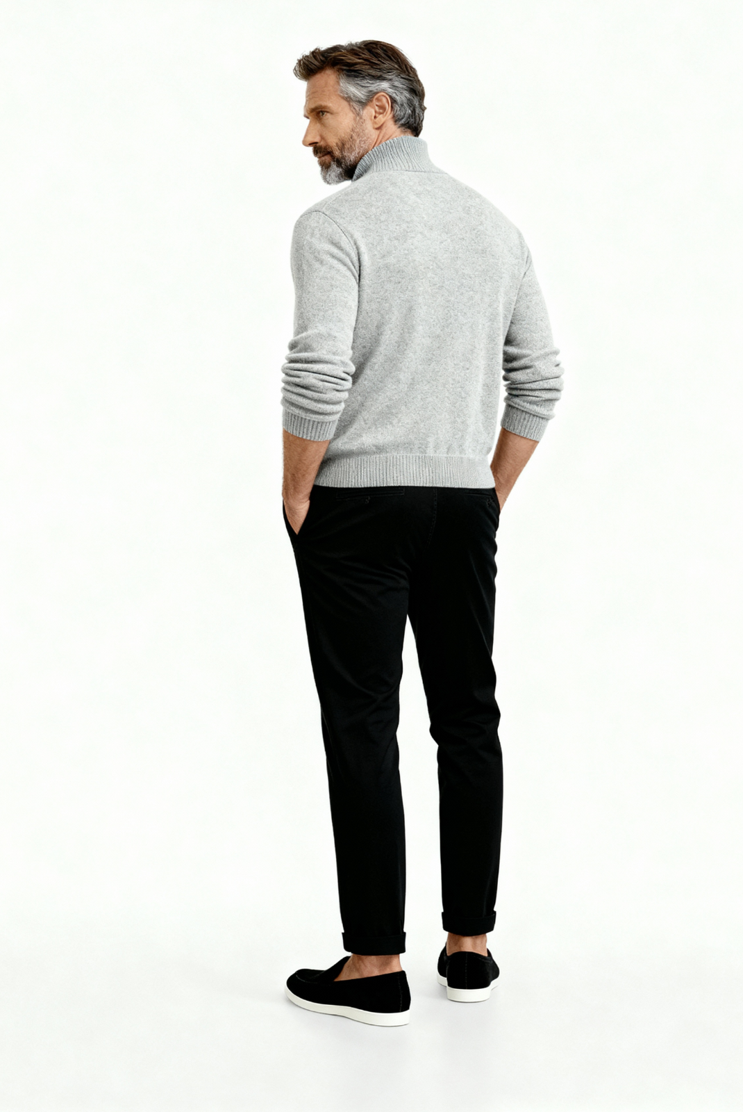 Light Grey Inside-Out Cashmere Cardigan