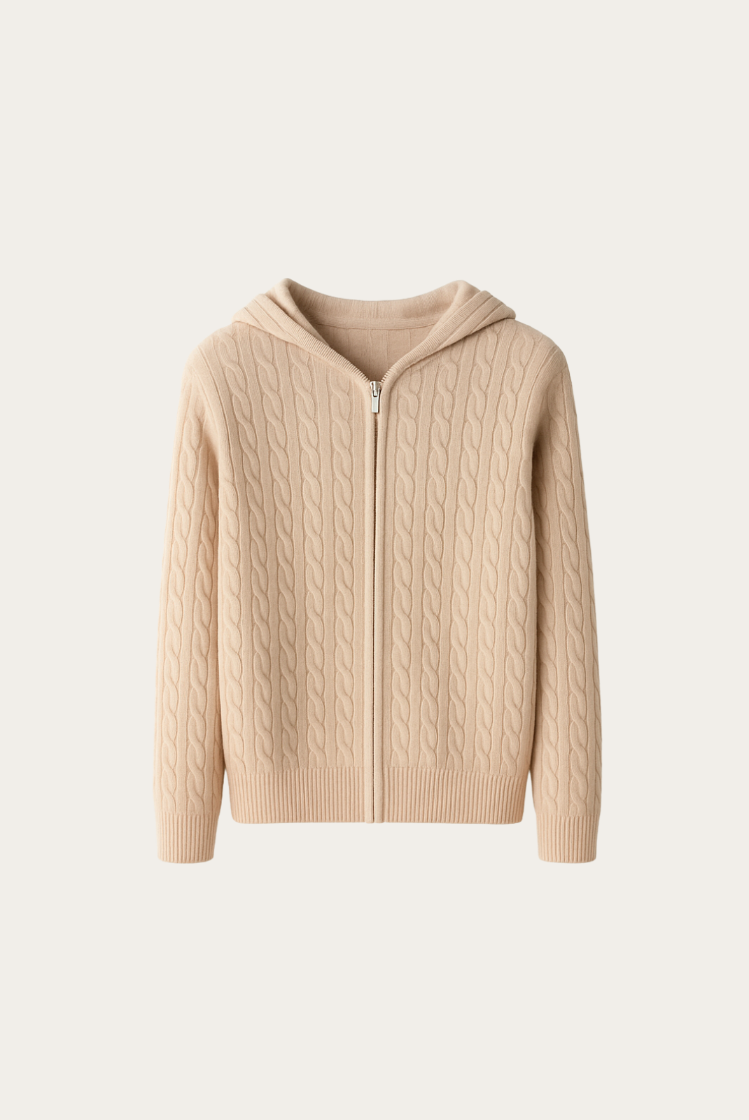 Beige Cashmere Zip Jacket