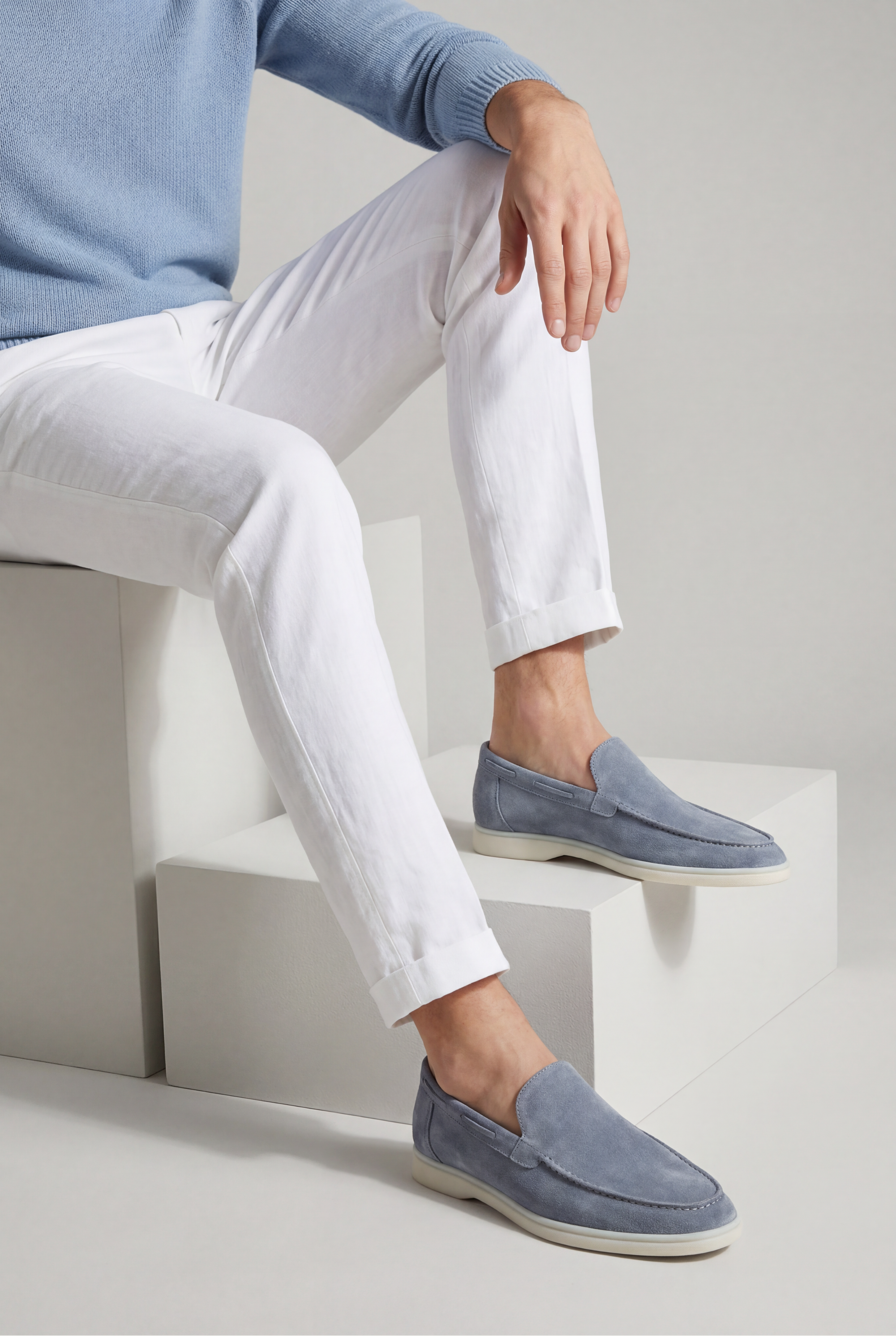 Moreno Classic Suede Loafer Baby Blue