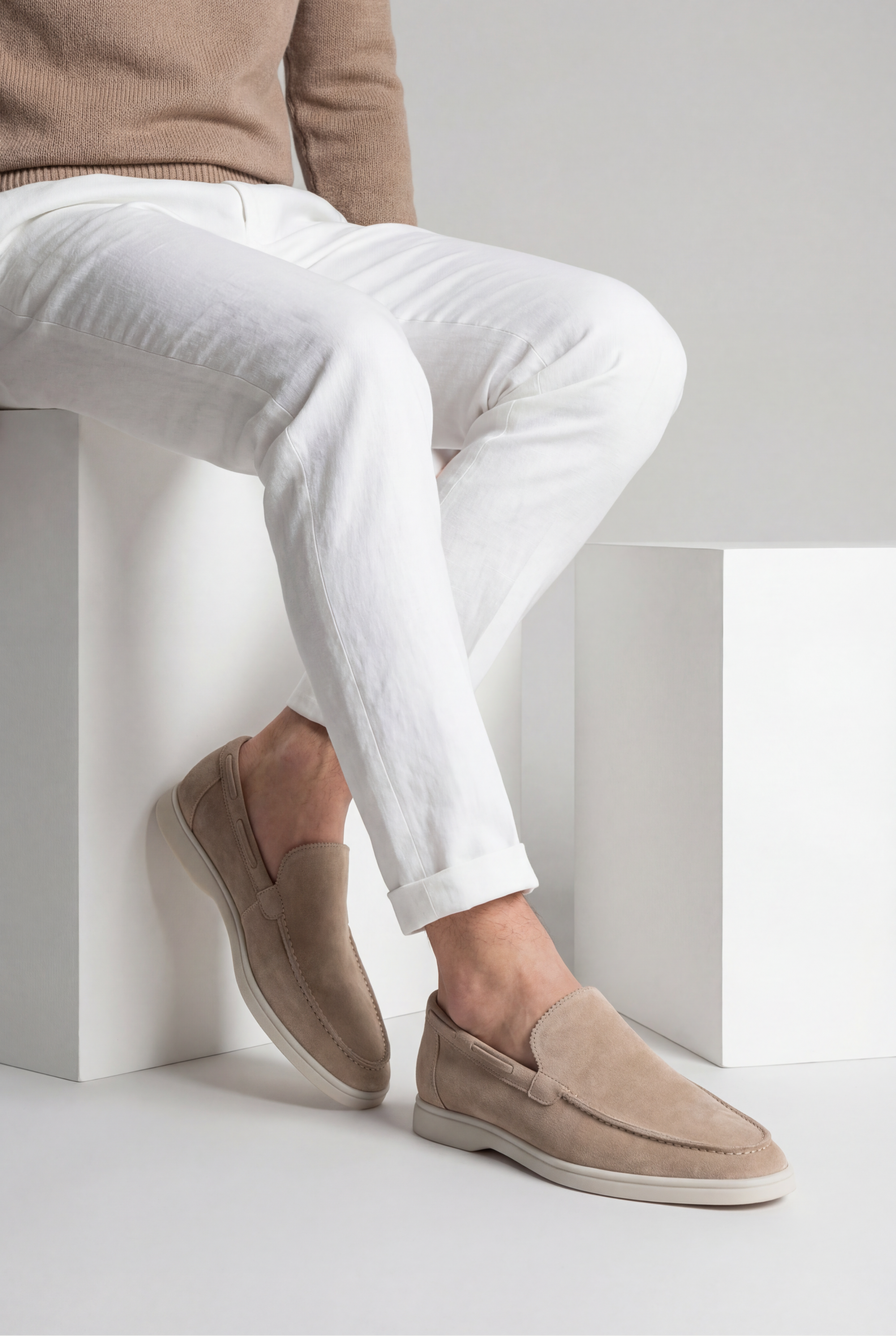 Moreno Classic Suede Loafer Beige