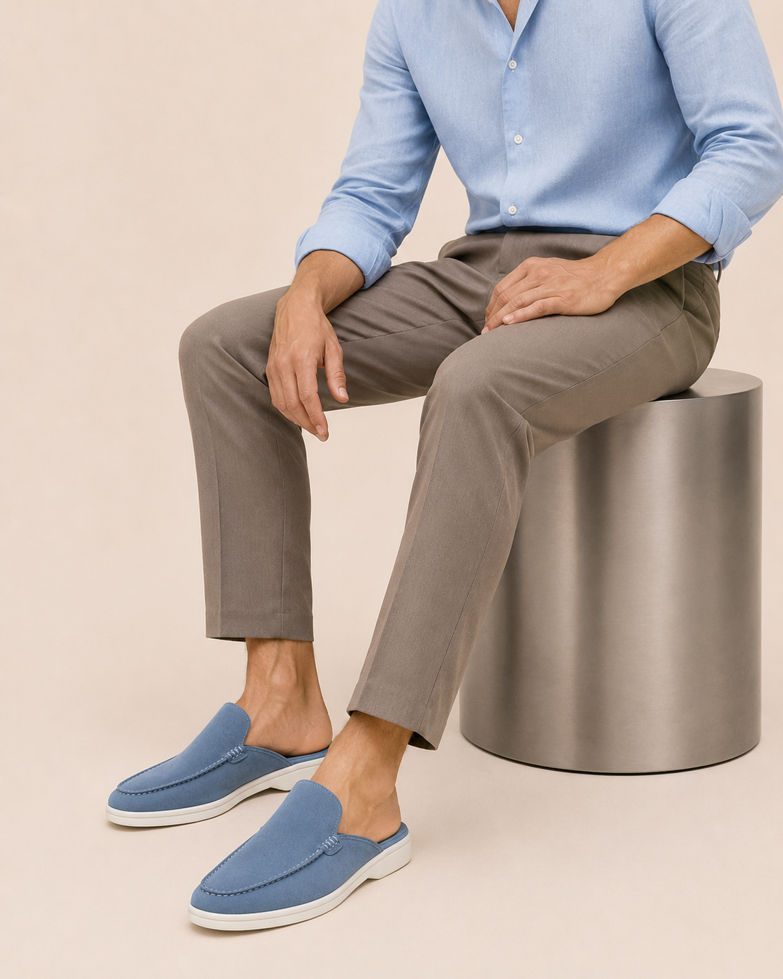 Classic Suede Mule Light Blue