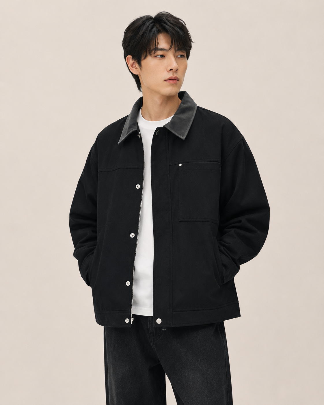 Black Nocturne Workwear Jacket