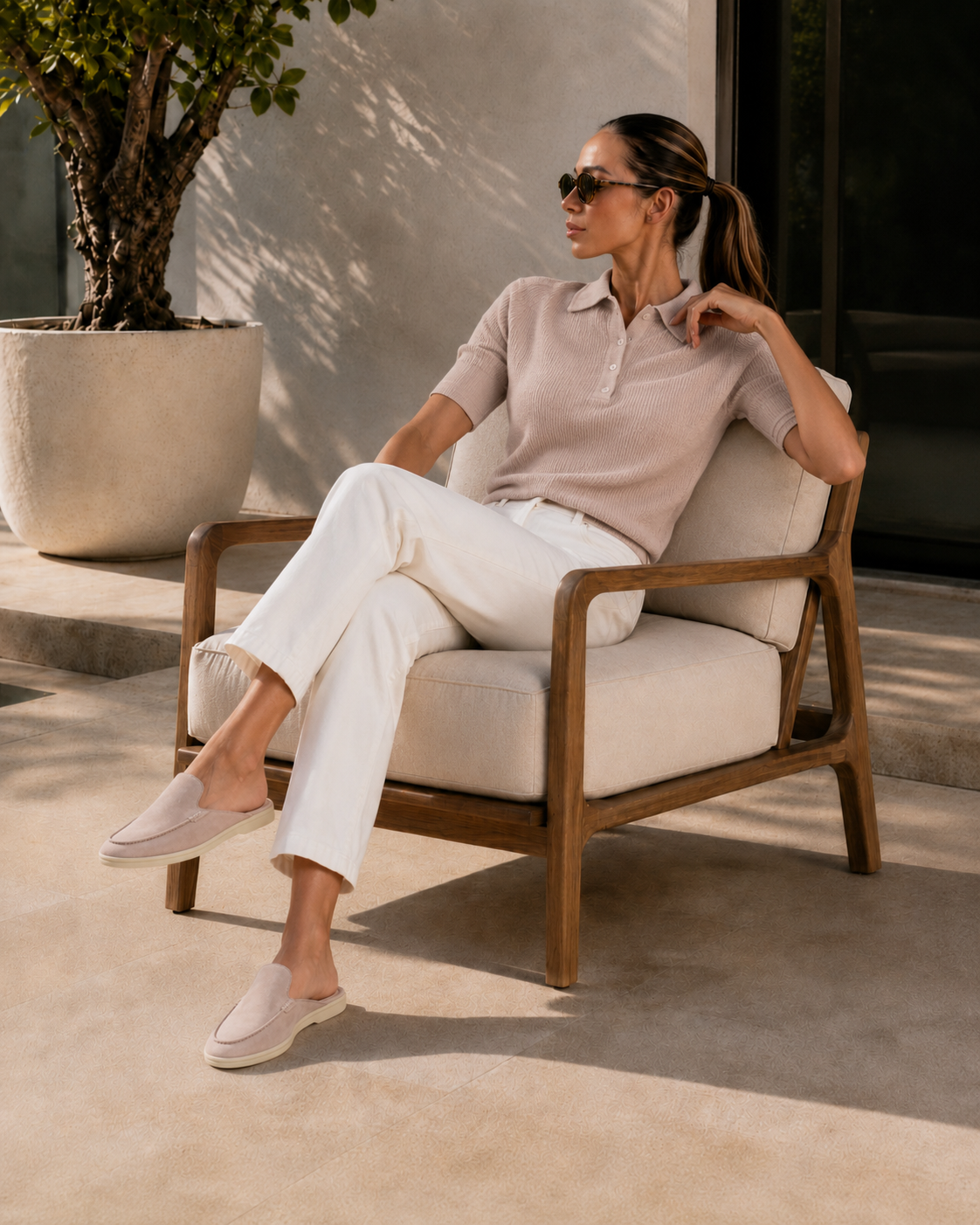Lady Creamy White Yacht Slipper