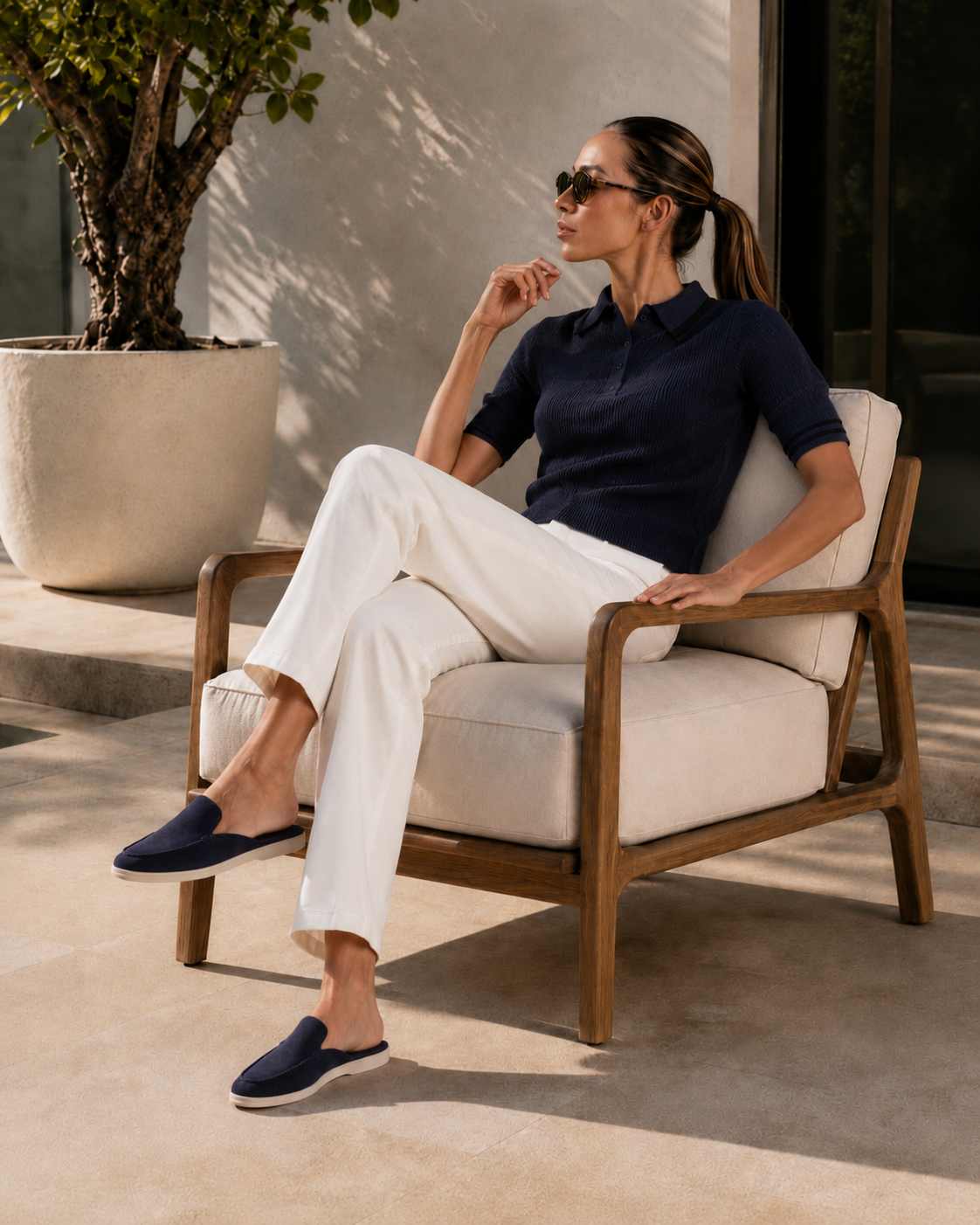 Lady Dark Blue Yacht Slipper