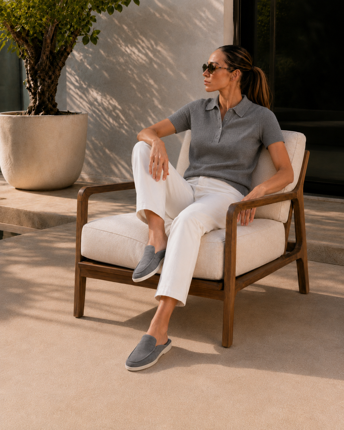 Lady Dark Grey Yacht Slipper