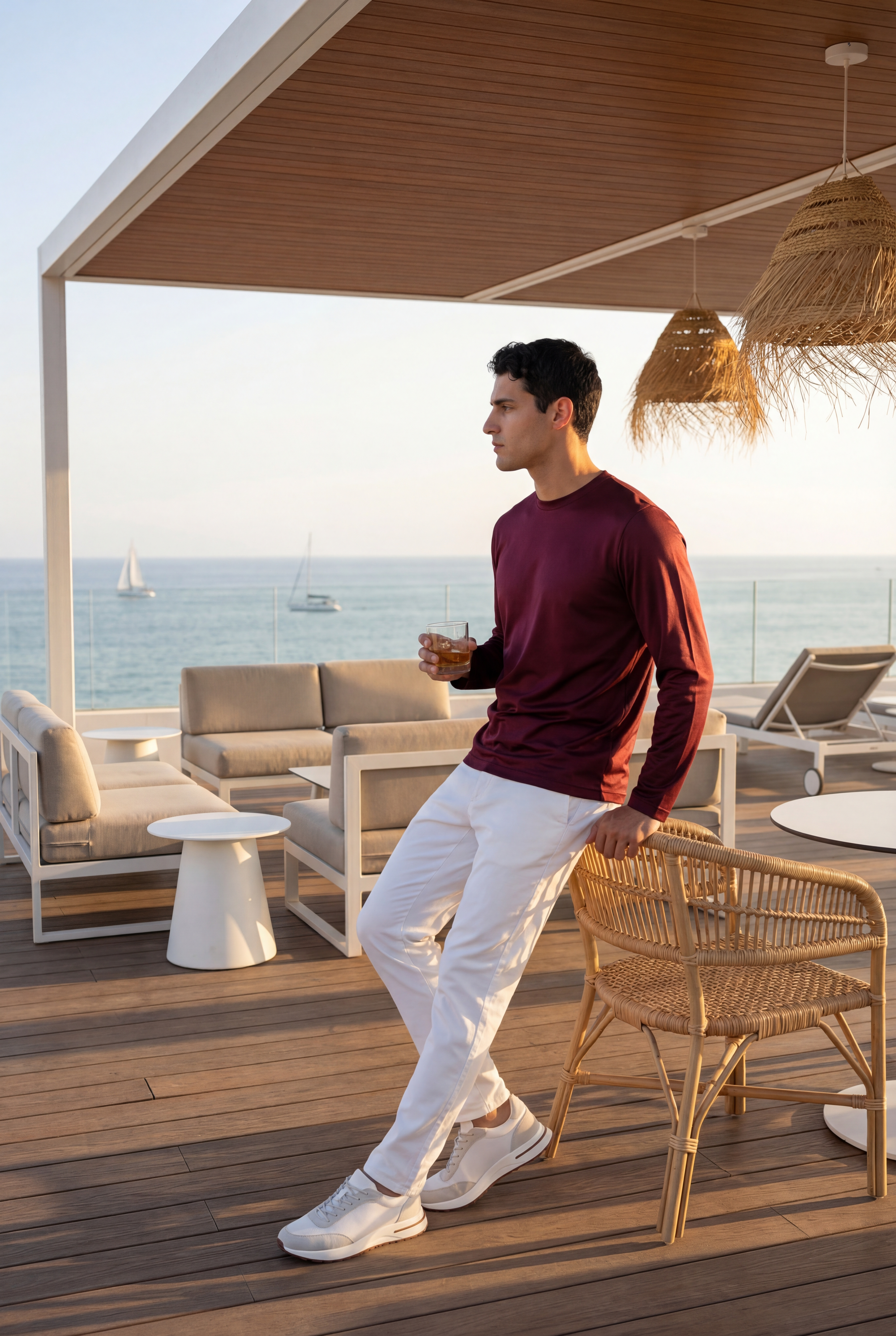 Moreno Long Sleeve Tee Burgundy