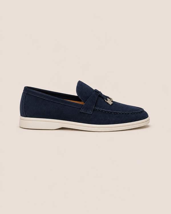 Lady Navy Blue Buckle Loafer