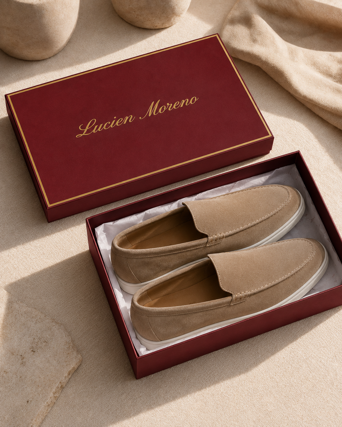 Lady Beige Cowhide Slip-On Loafers