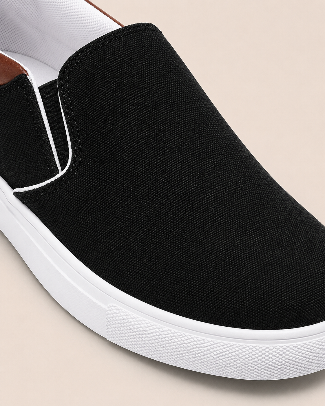 Men's Black Canvas Slip-On Shoes – Midnight Black