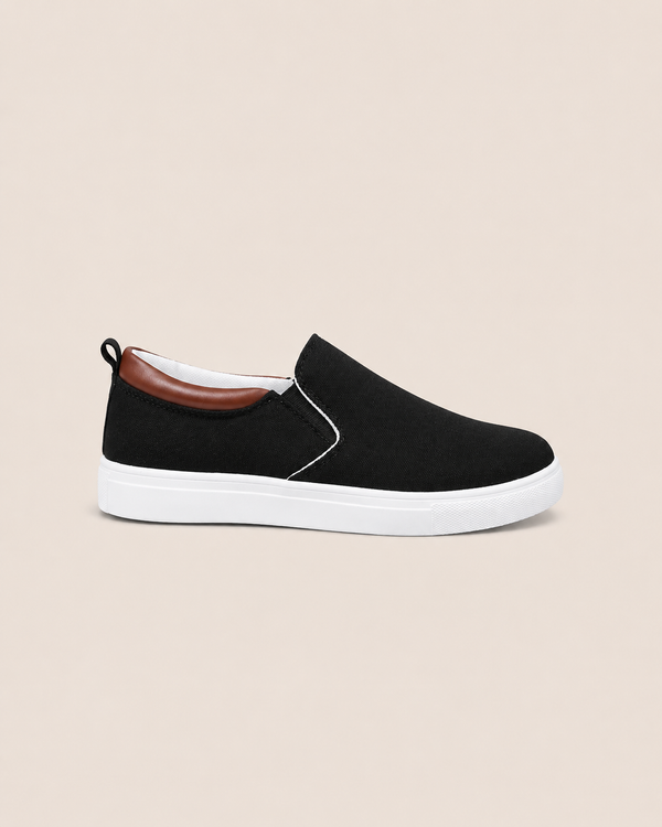Men's Black Canvas Slip-On Shoes – Midnight Black