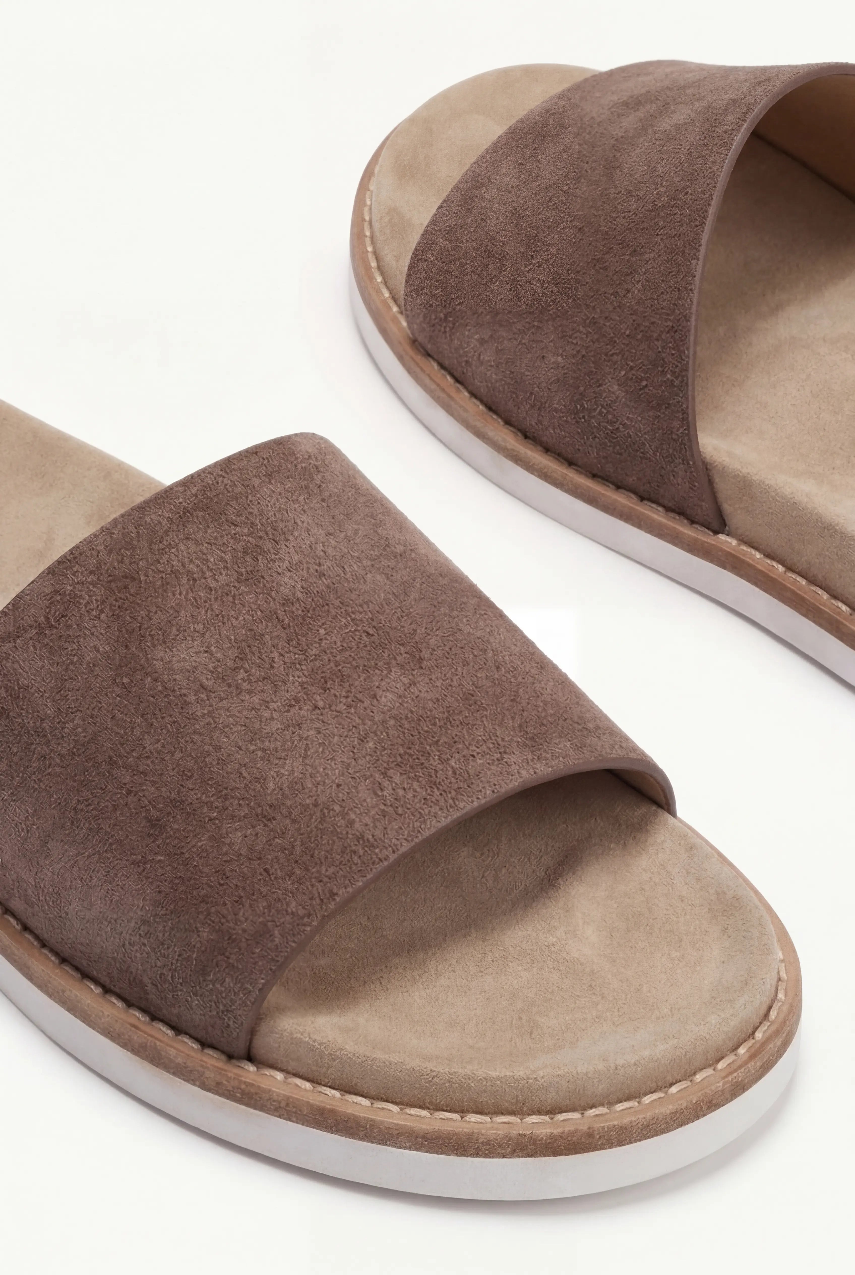 Nervaro Leather Slide Grey Brown