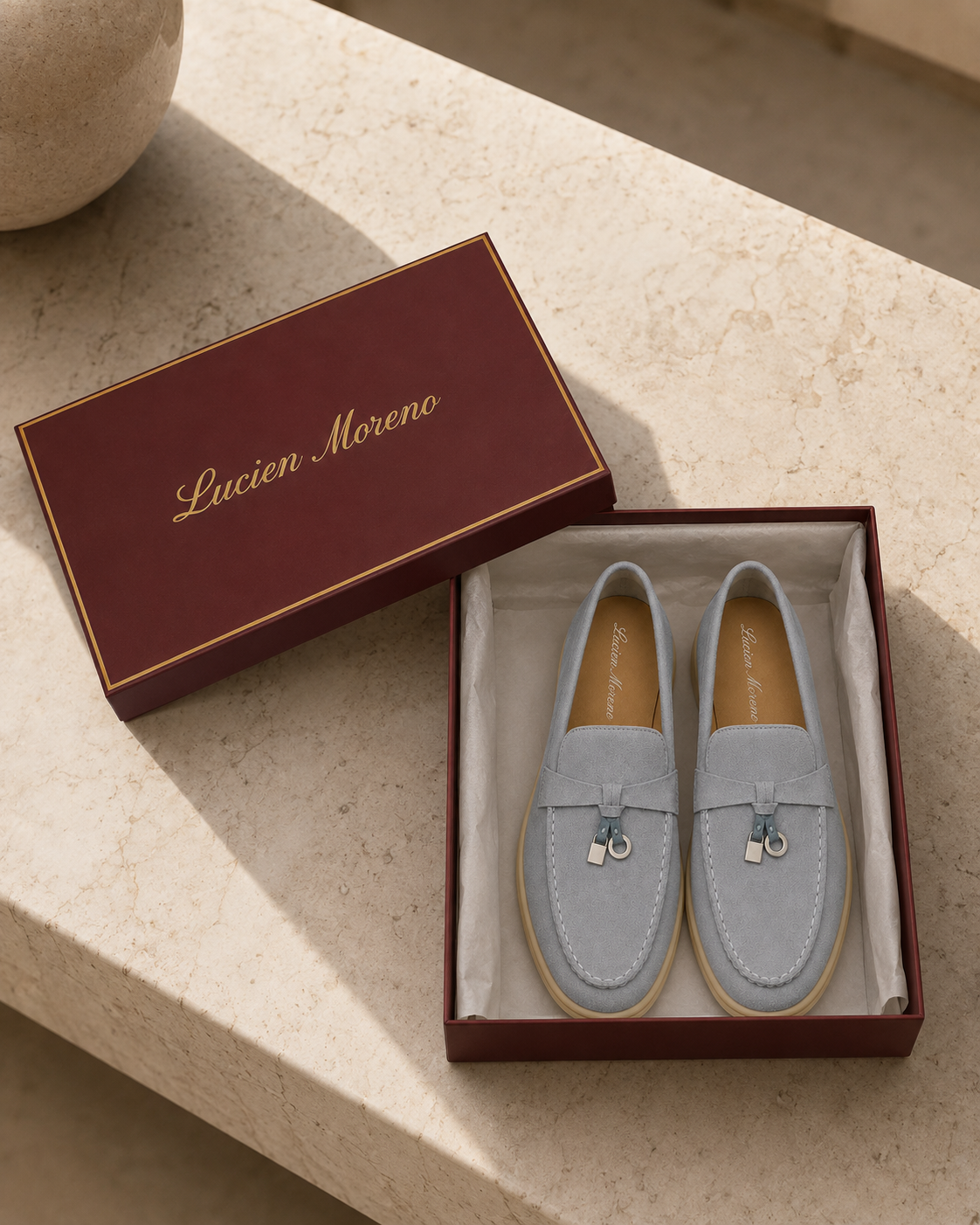 Lady Gray Blue Buckle Loafer