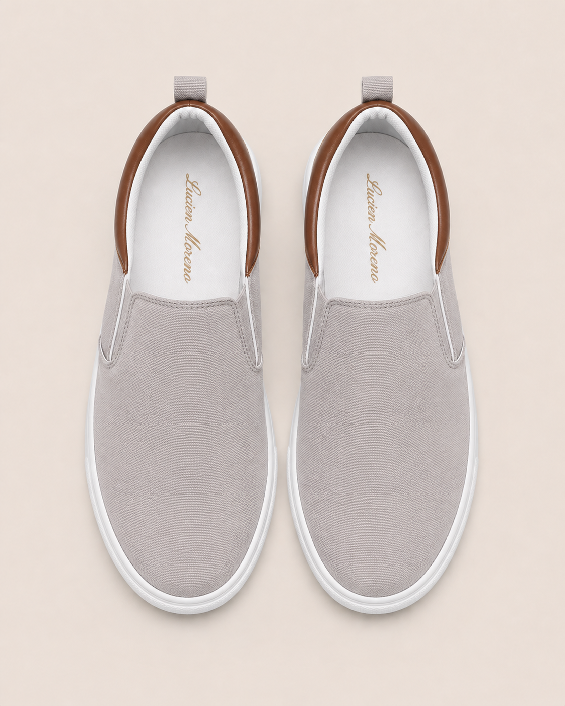 Men's Light Grey Canvas Slip-On Shoes – Mist Stone