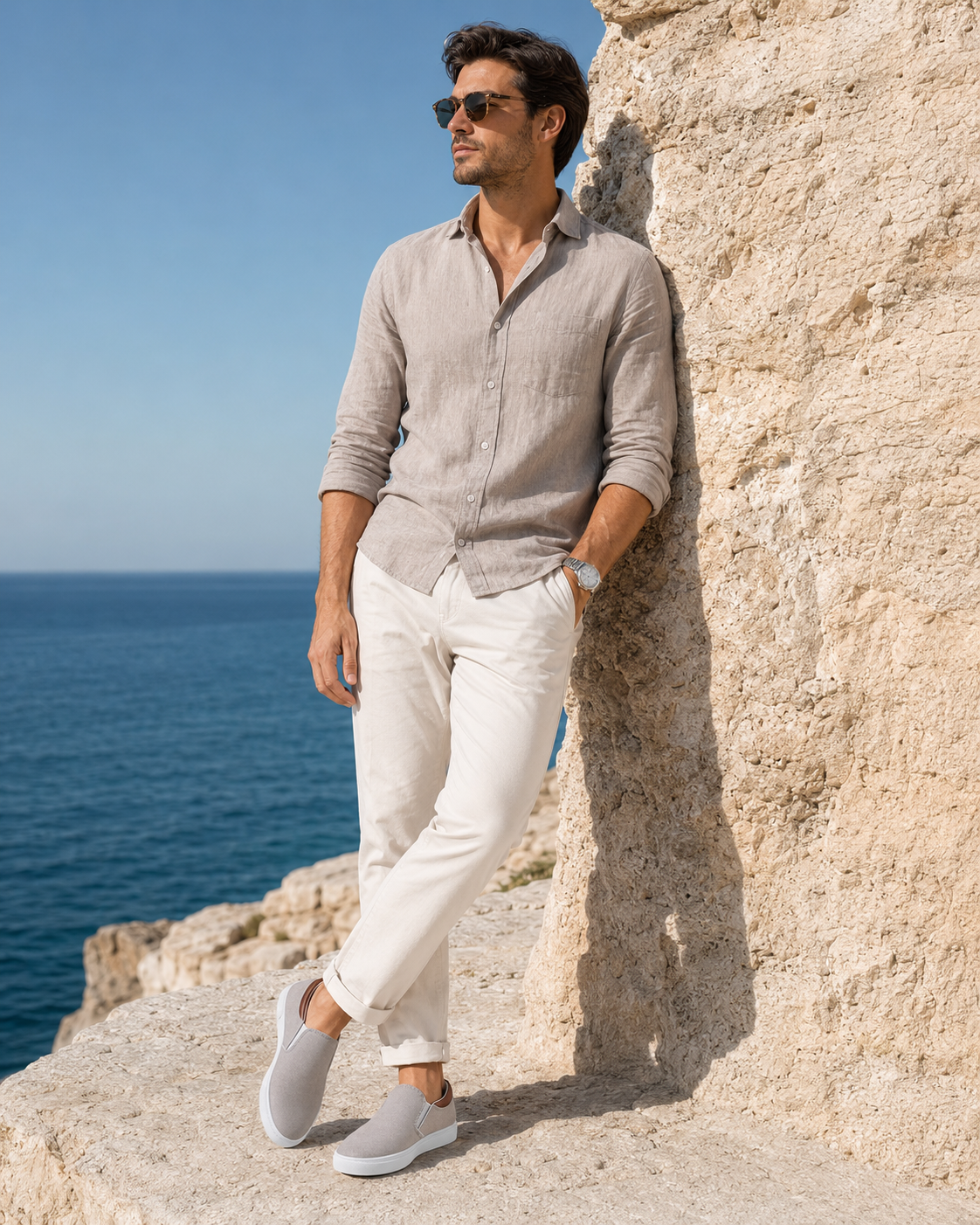 Men's Light Grey Canvas Slip-On Shoes – Mist Stone