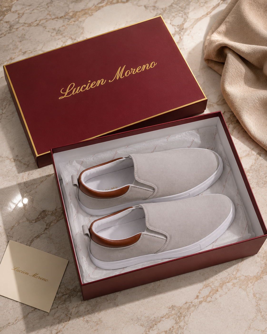 Men's Light Grey Canvas Slip-On Shoes – Mist Stone