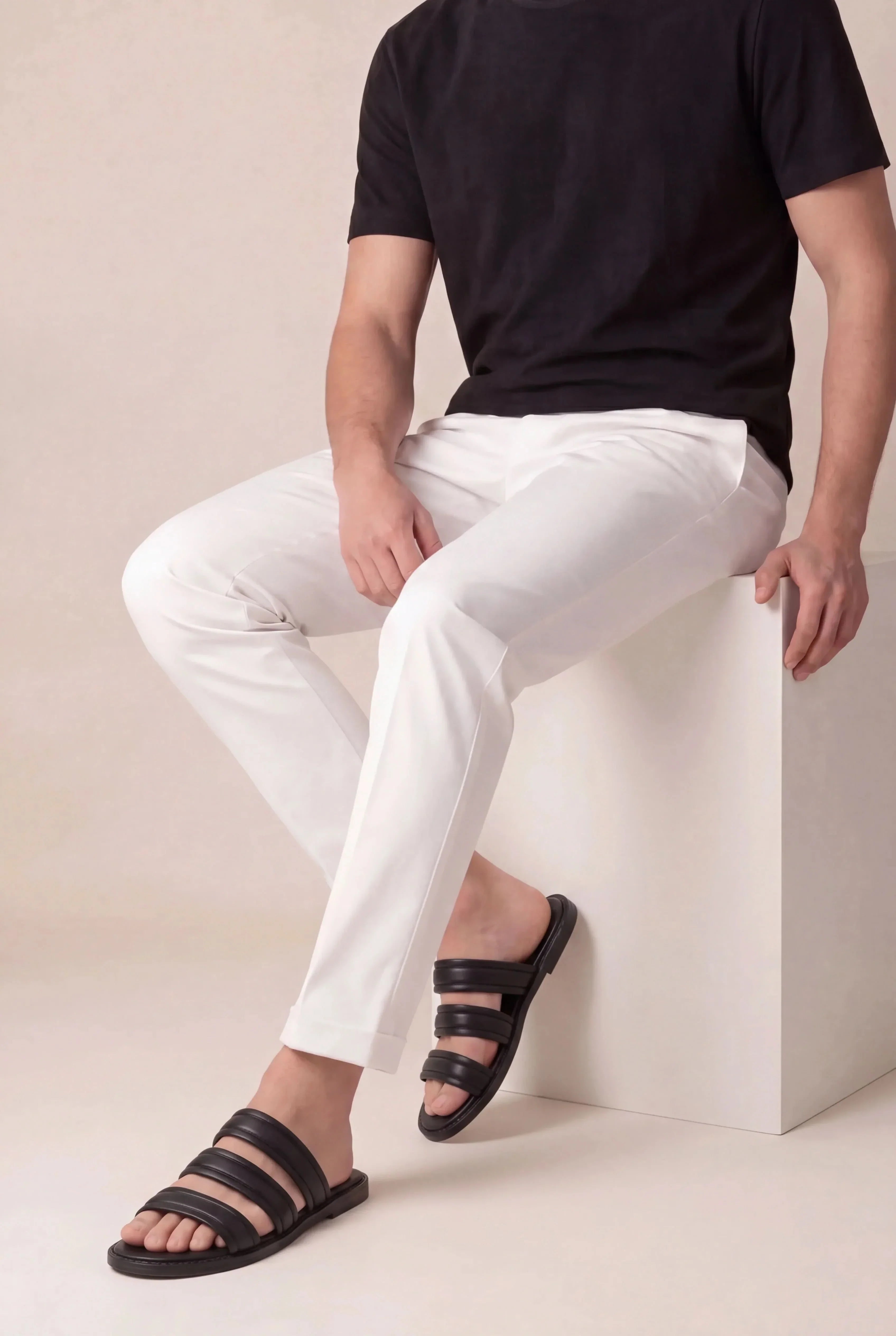 Black Urban Sandal Calf Leather