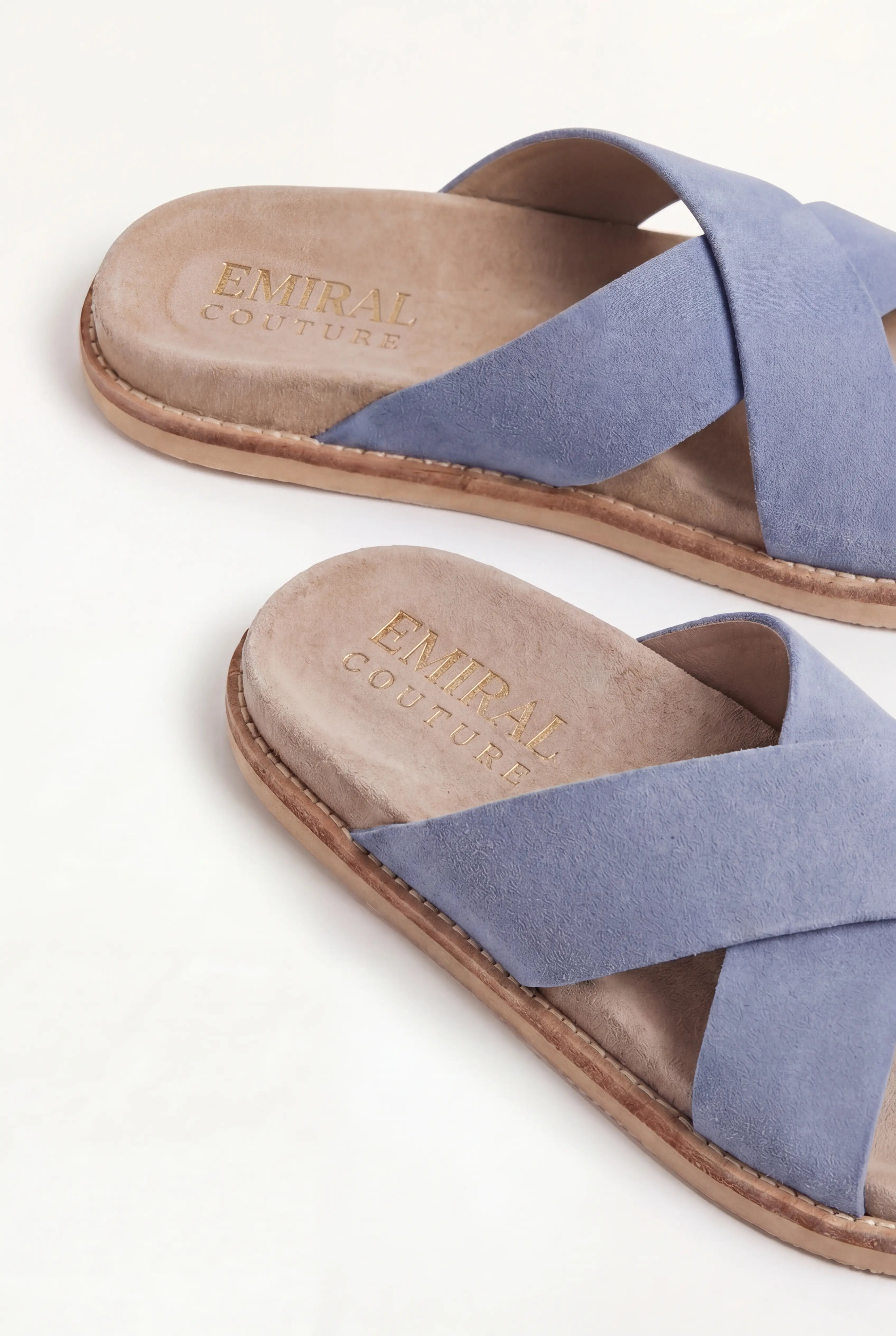 Brescaro Suède Cross-Strap Slide Lavender Blue