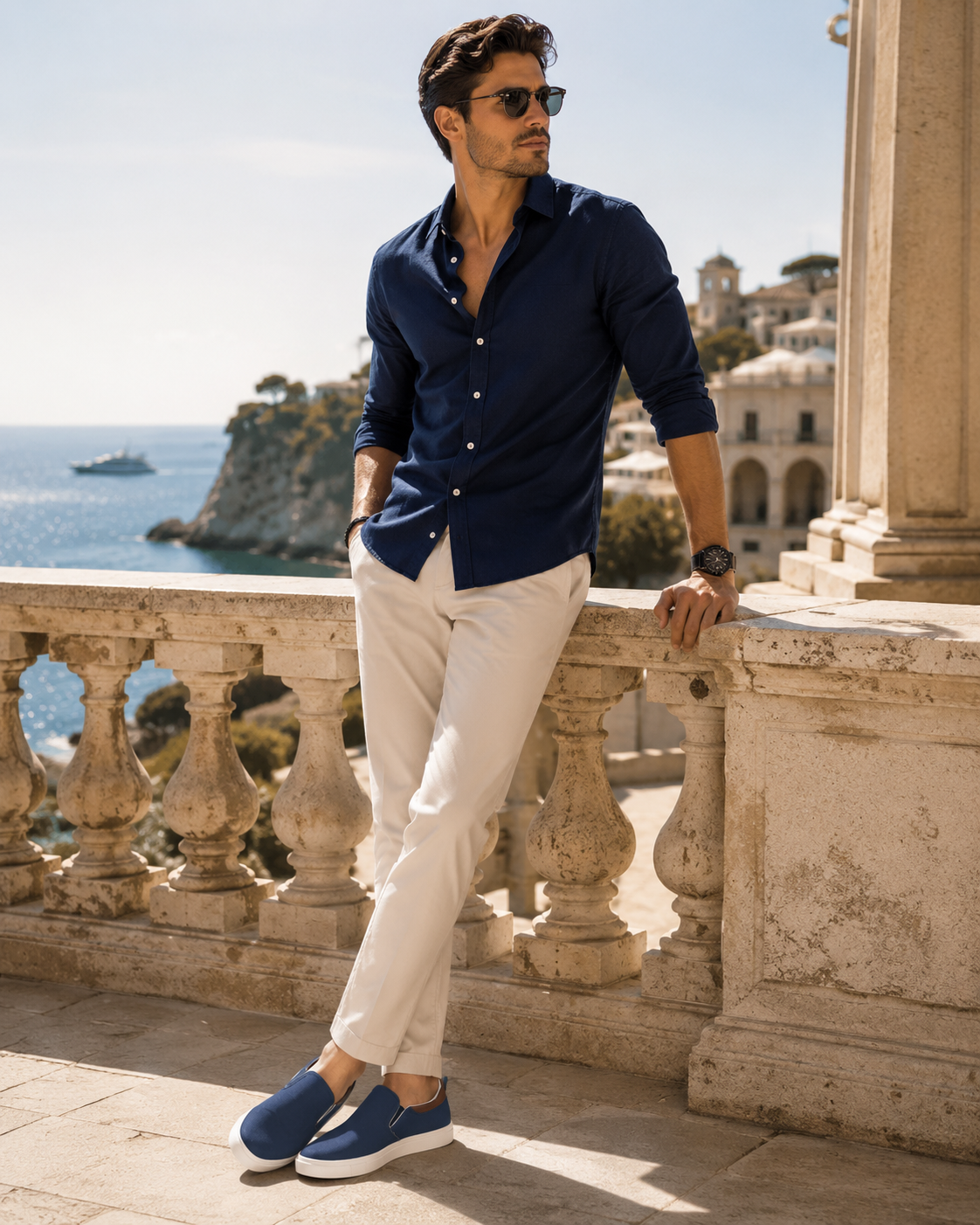 MEN'S NAVY BLUE CANVAS SLIP-ON SHOES – OCEAN NAVY