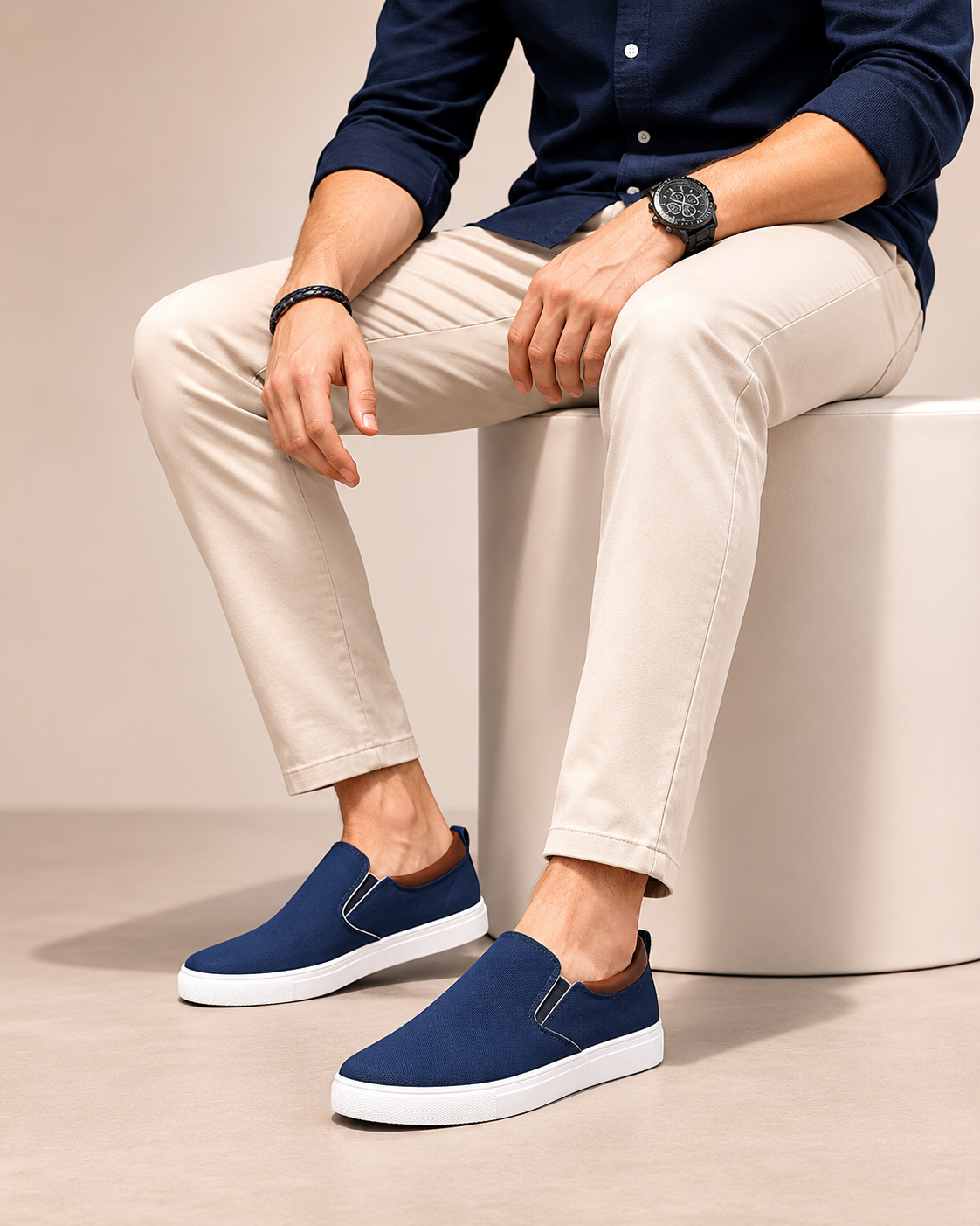 MEN'S NAVY BLUE CANVAS SLIP-ON SHOES – OCEAN NAVY