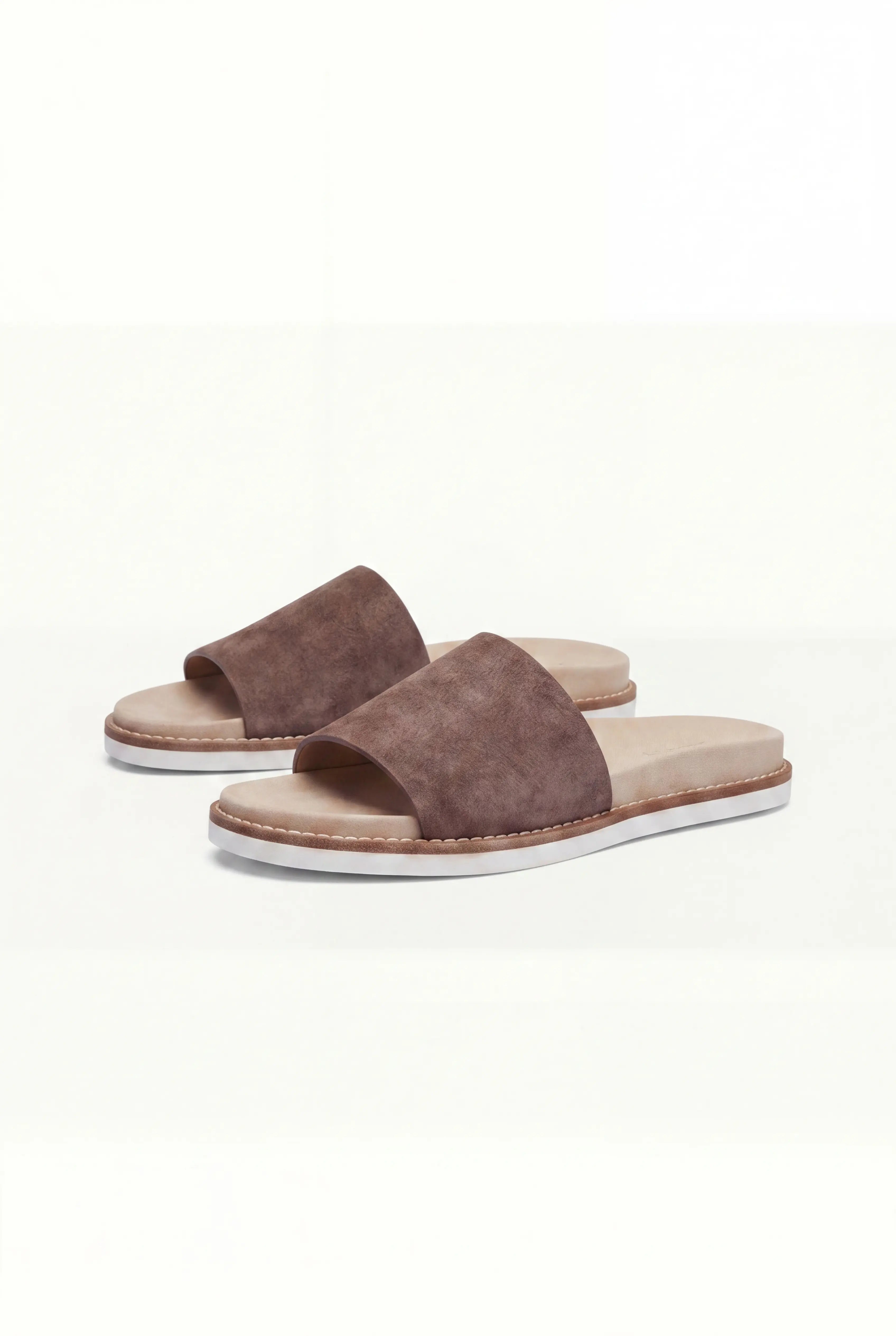 Nervaro Leather Slide Grey Brown