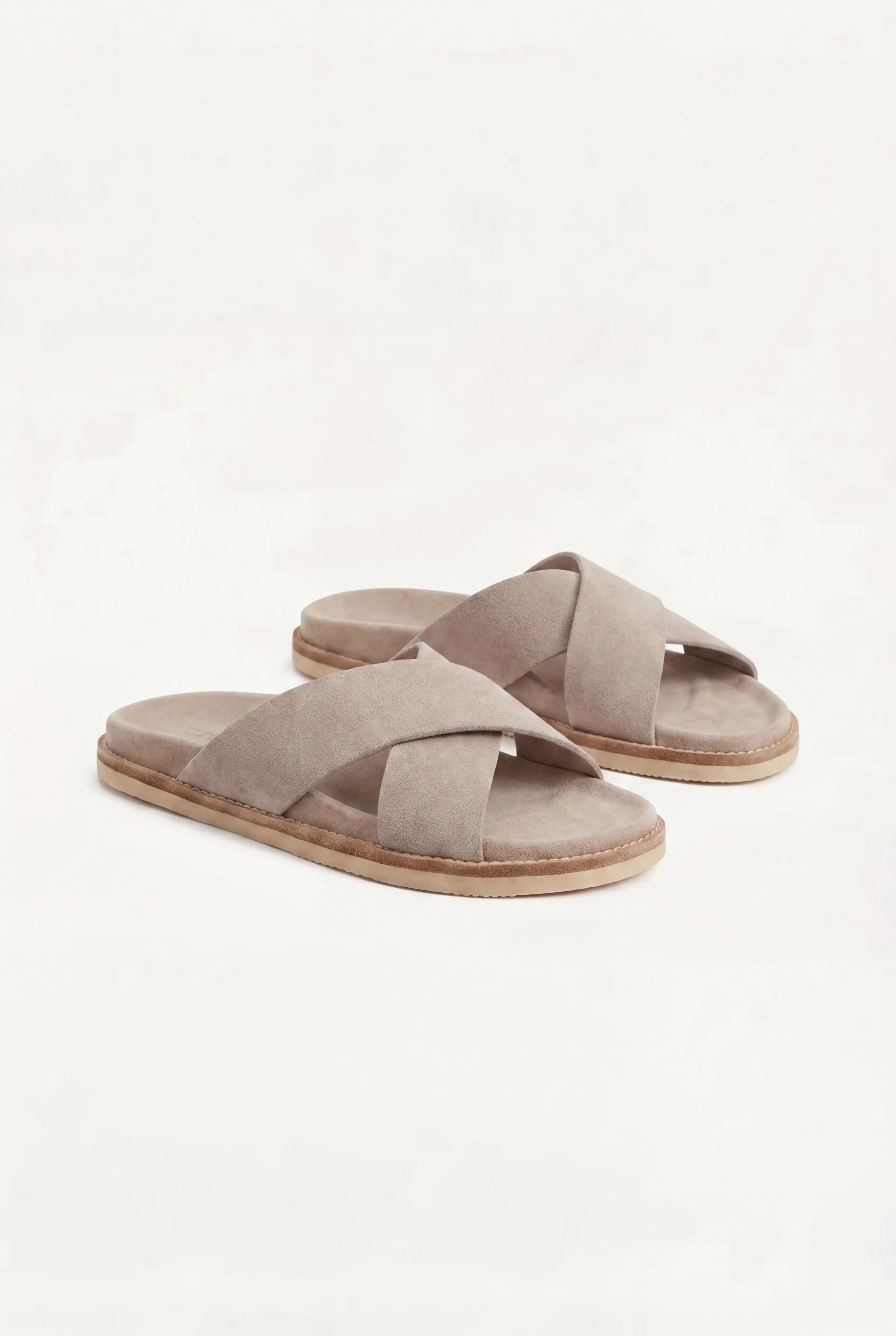 Brescaro Suède Cross-Strap Slide Beige