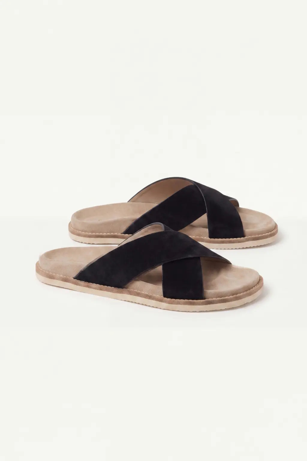 Brescaro Suède Cross-Strap Slide Black
