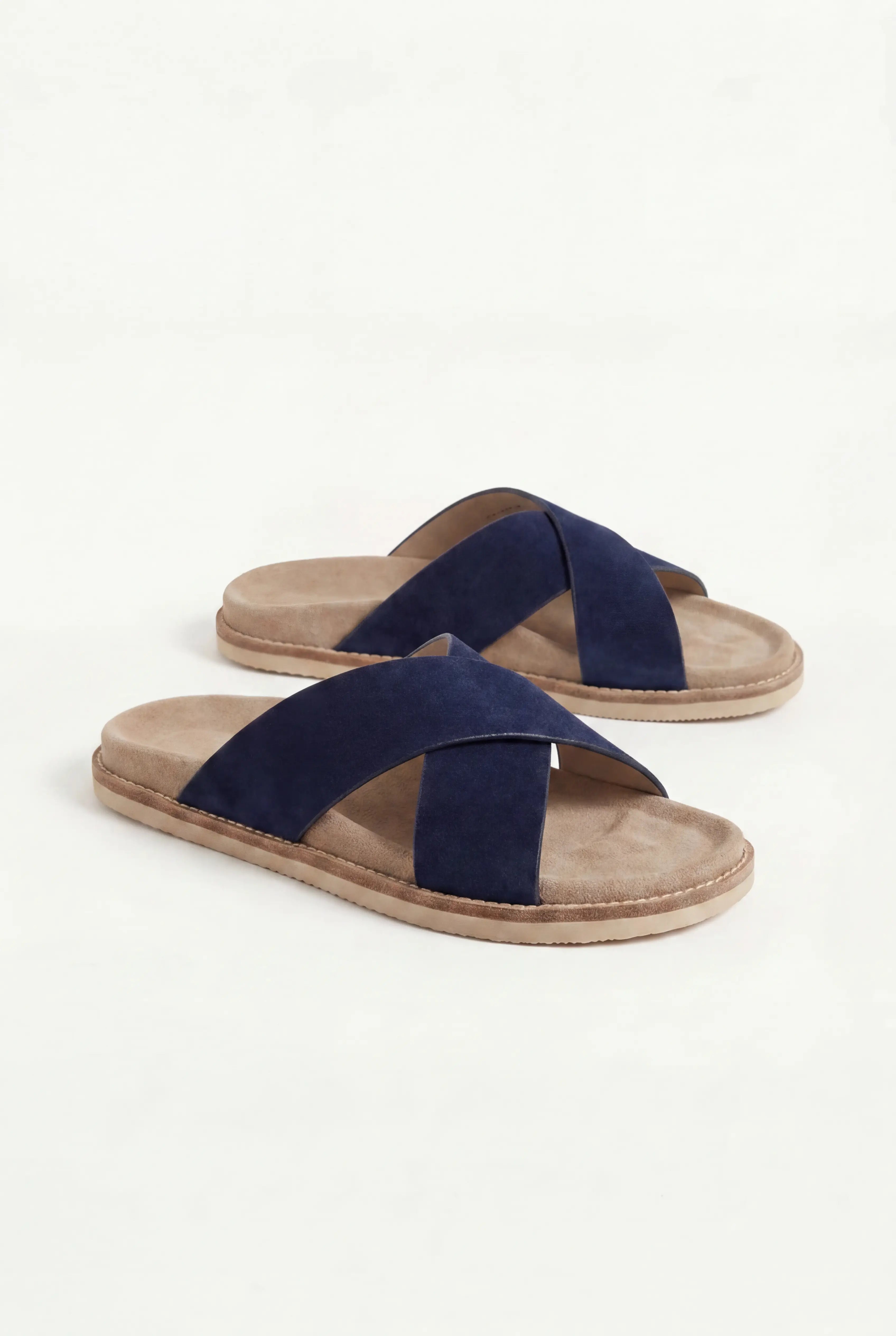 Brescaro Suède Cross-Strap Slide Navy
